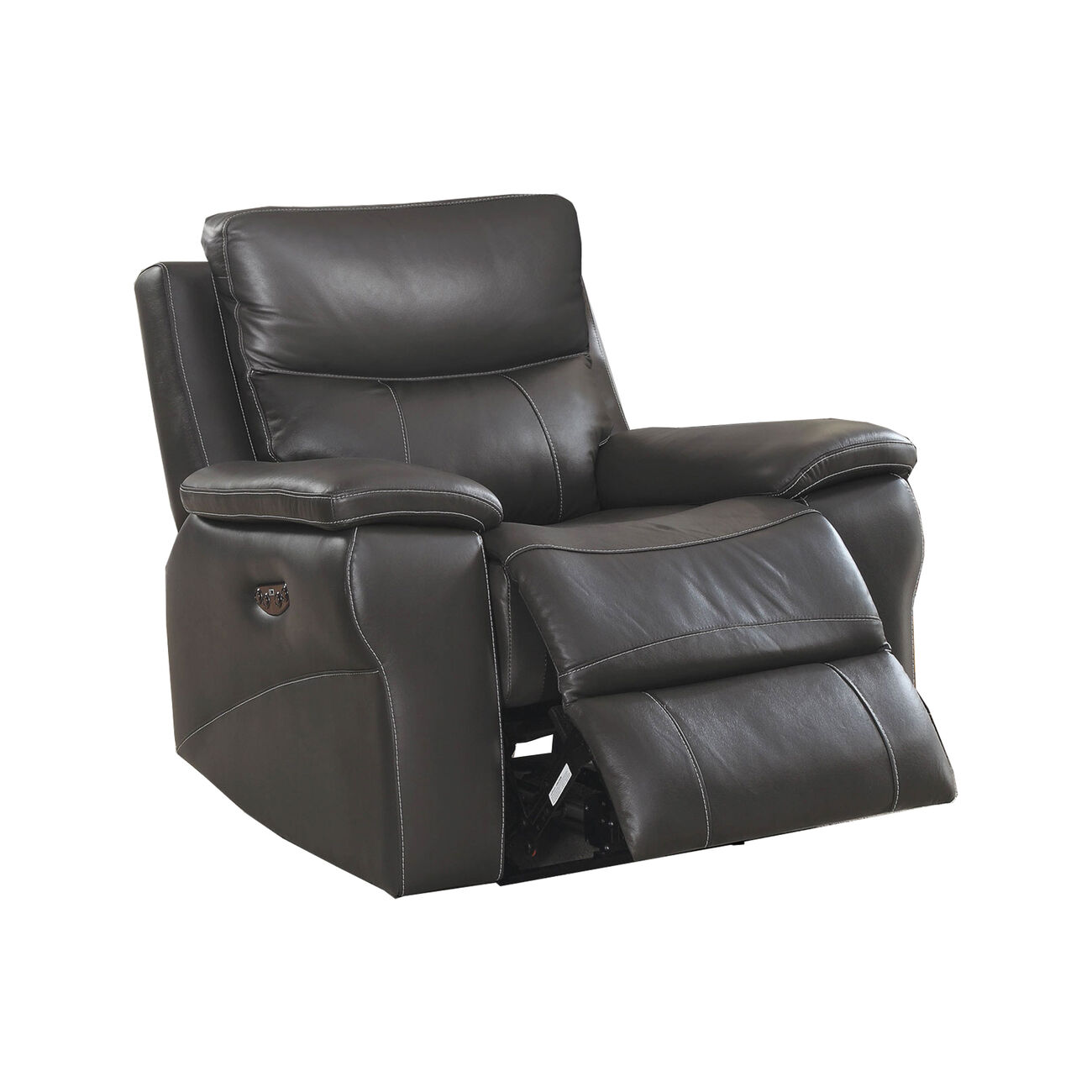 Faux Leather Upholstered Wooden Recliner with Split Cushion, Gray