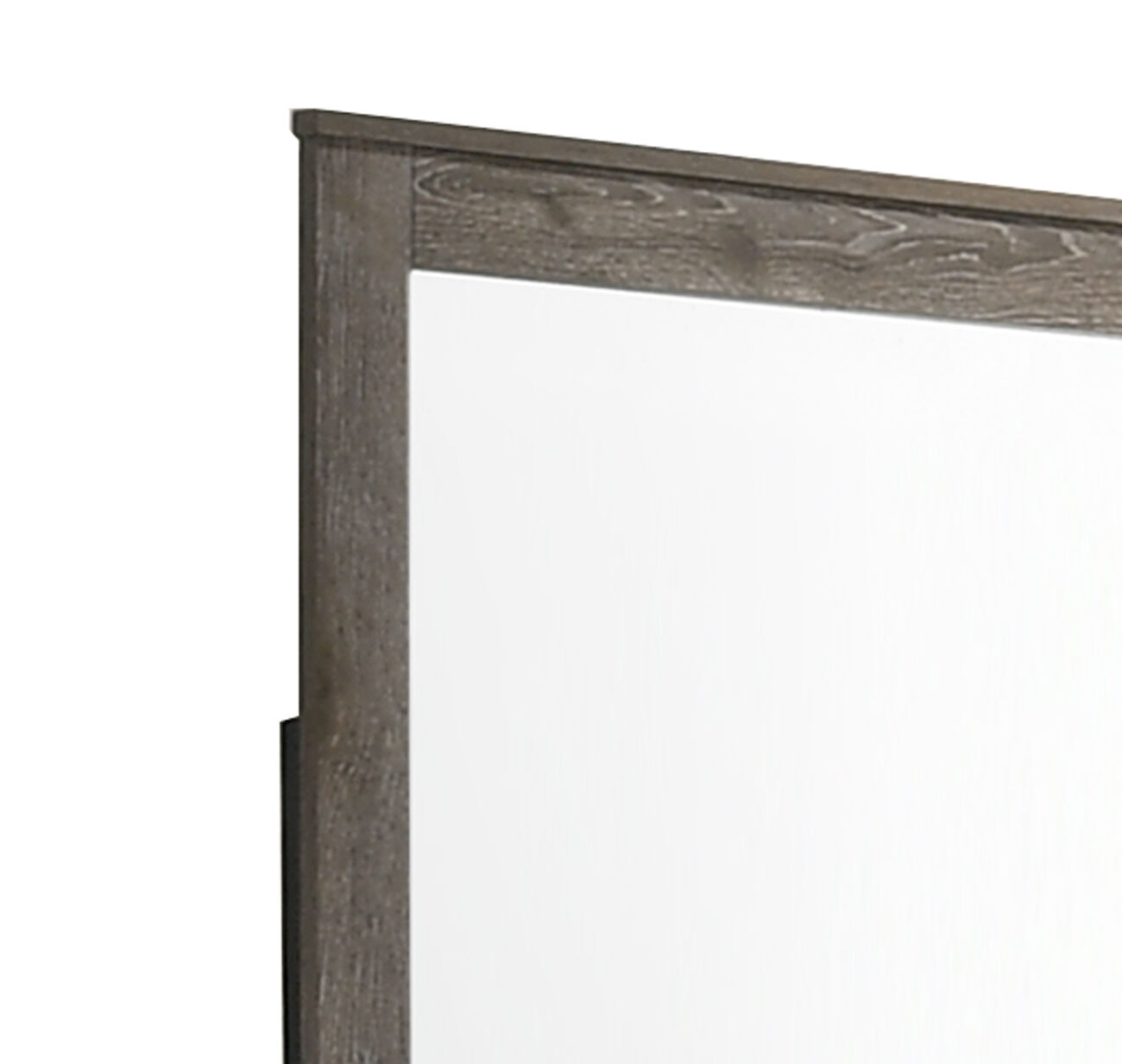 Rectangular Grained Wooden Frame Dresser Mirror, Brown and Silver
