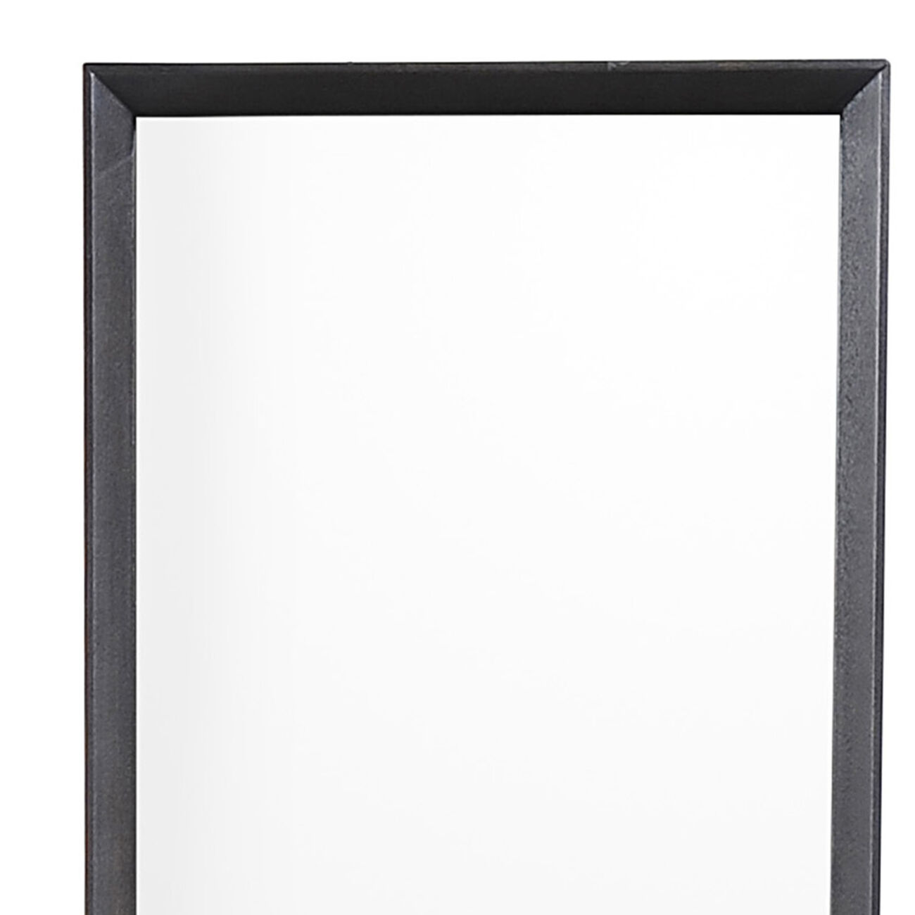 Rectangular Wooden Frame Dresser Top Mirror, Antique Black and Silver - BM215230