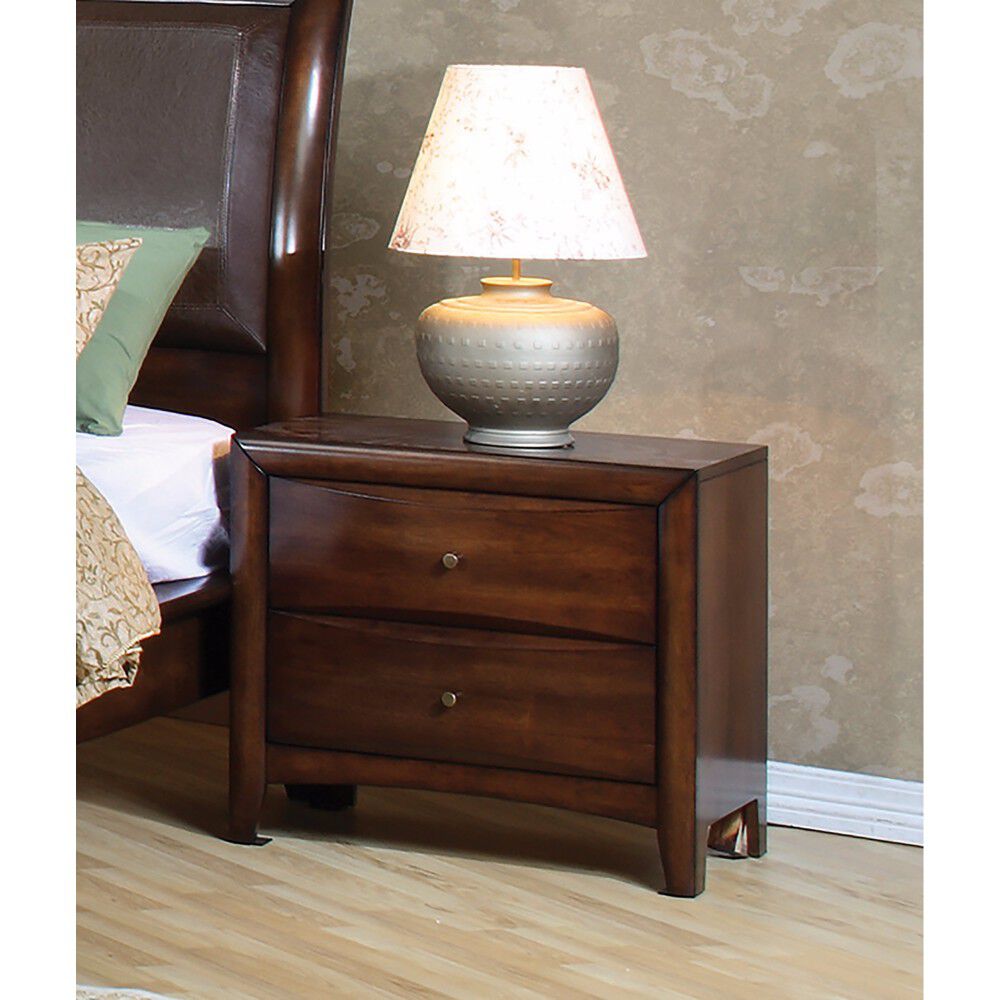 Contemporary Style Wooden Nightstand With 2 Storage Drawers, Brown