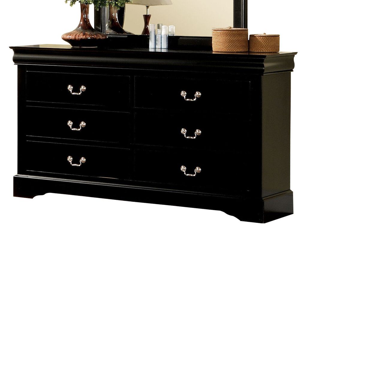Wooden Dresser With Six Drawers , Black