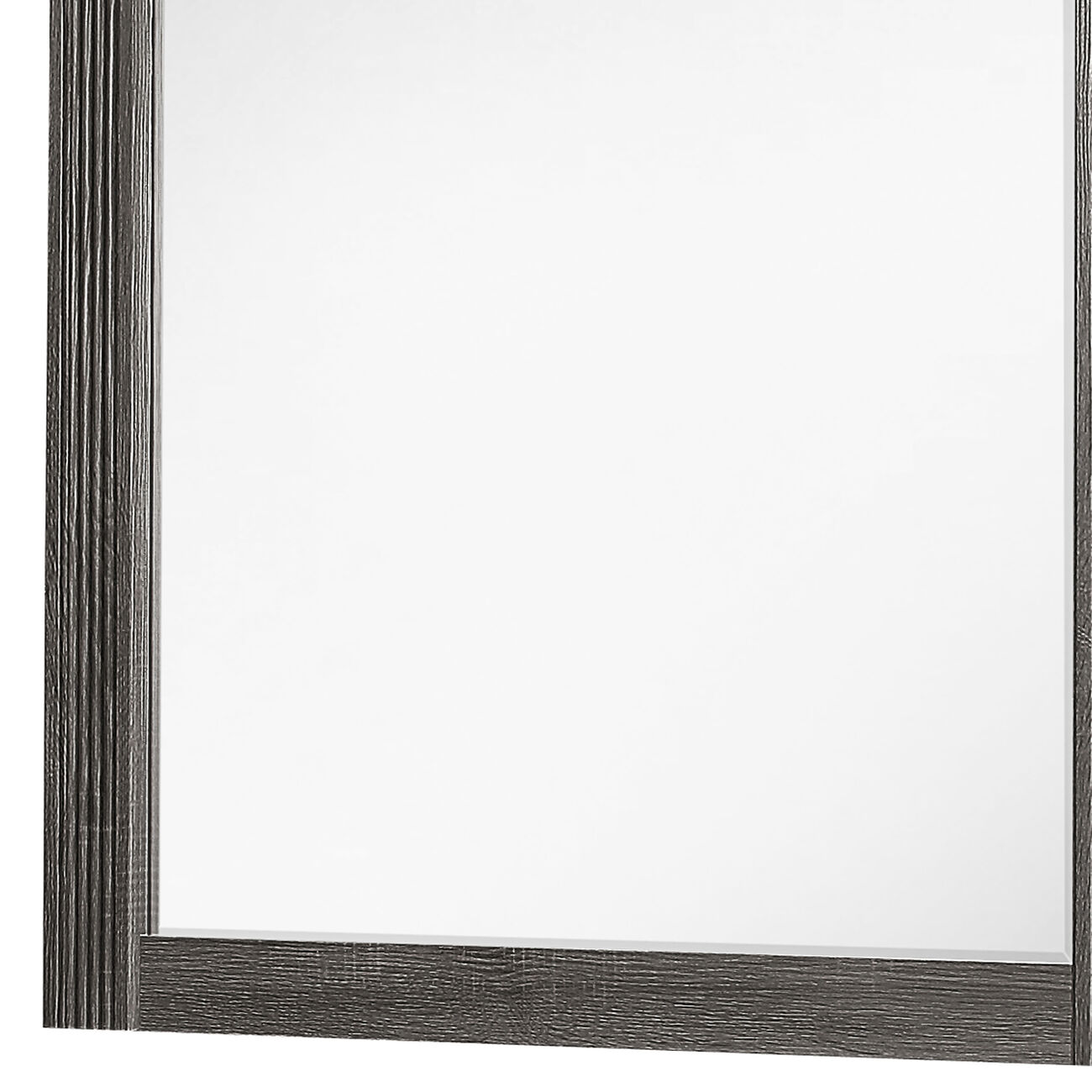 Rectangular Wooden Dresser Top Mirror with Ribbed Design, Gray and Silver - BM215186