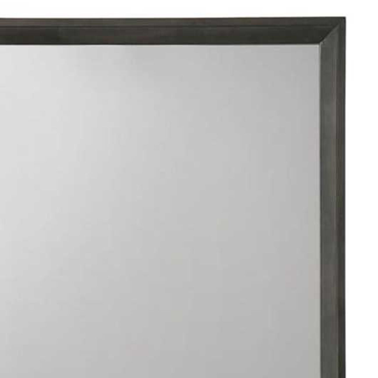 Rectangular Grained Wooden Frame Dresser Top Mirror, Gray and Silver - BM215194