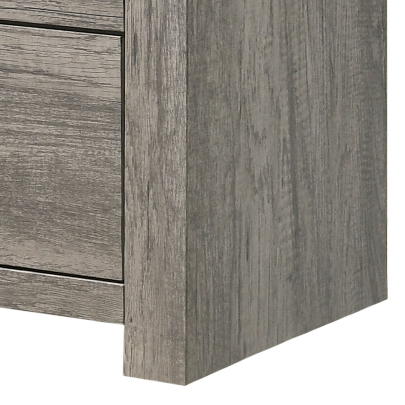 Transitional Style Wooden Dresser with Bar Handles and Grain Details, Gray