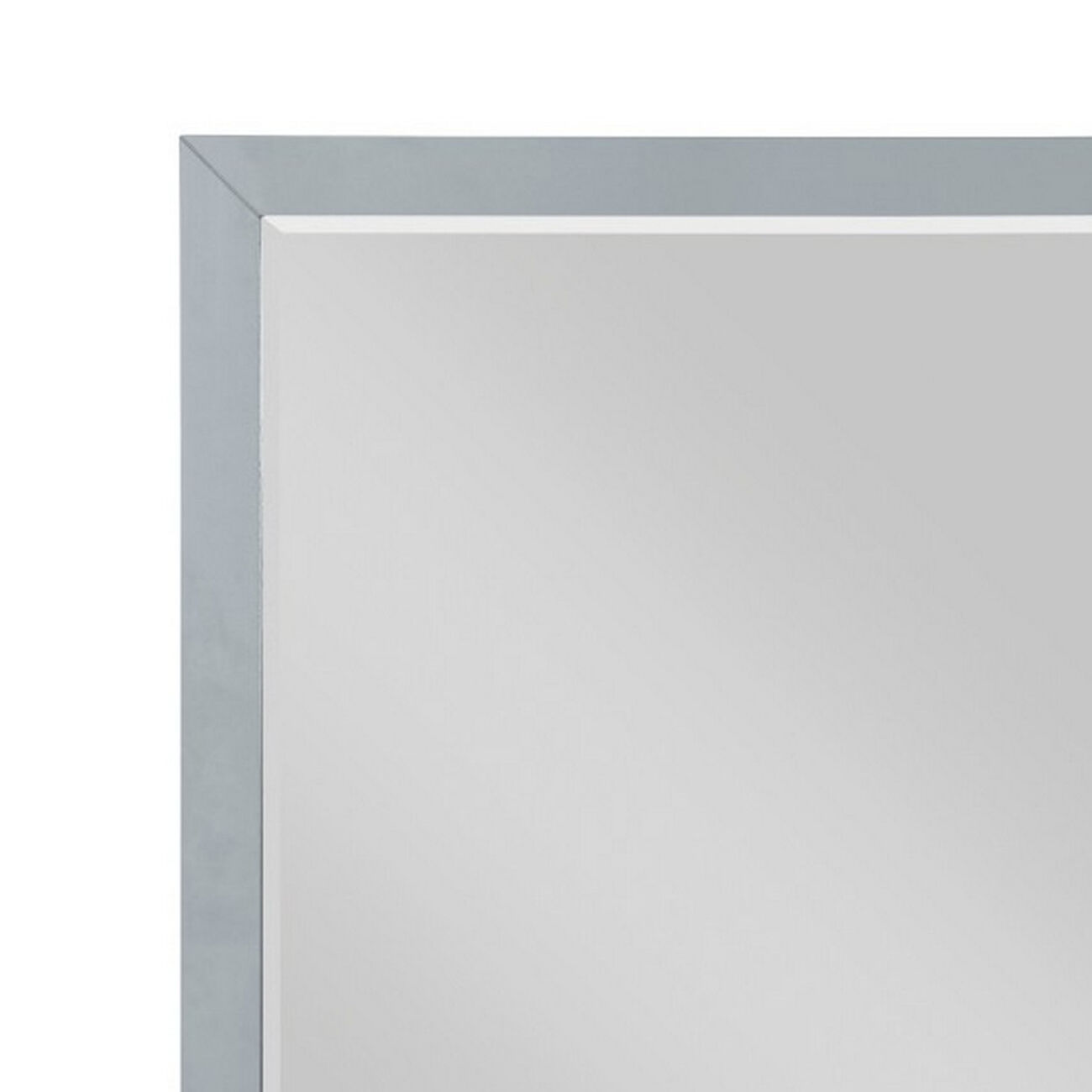 Transitional Style Wooden Frame Dresser Mirror with Mounting Bracket, Gray