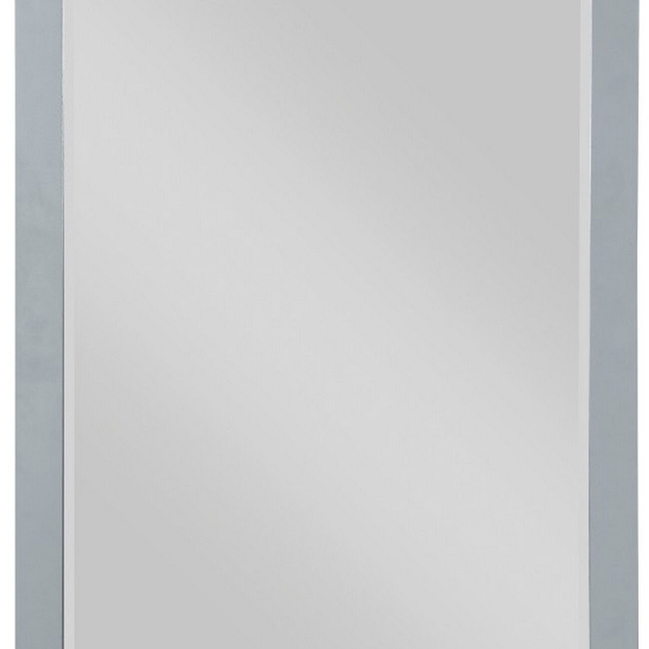 Transitional Style Wooden Frame Dresser Mirror with Mounting Bracket, Gray