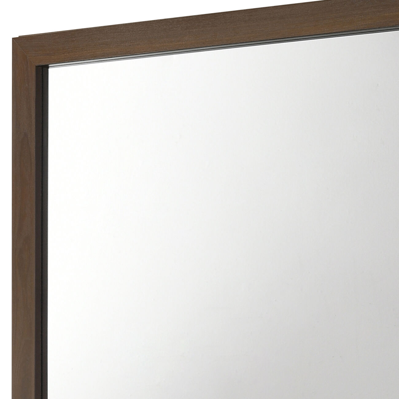 Rectangular Wood Encased Dresser Top Mirror, Walnut Brown and Silver - BM215164