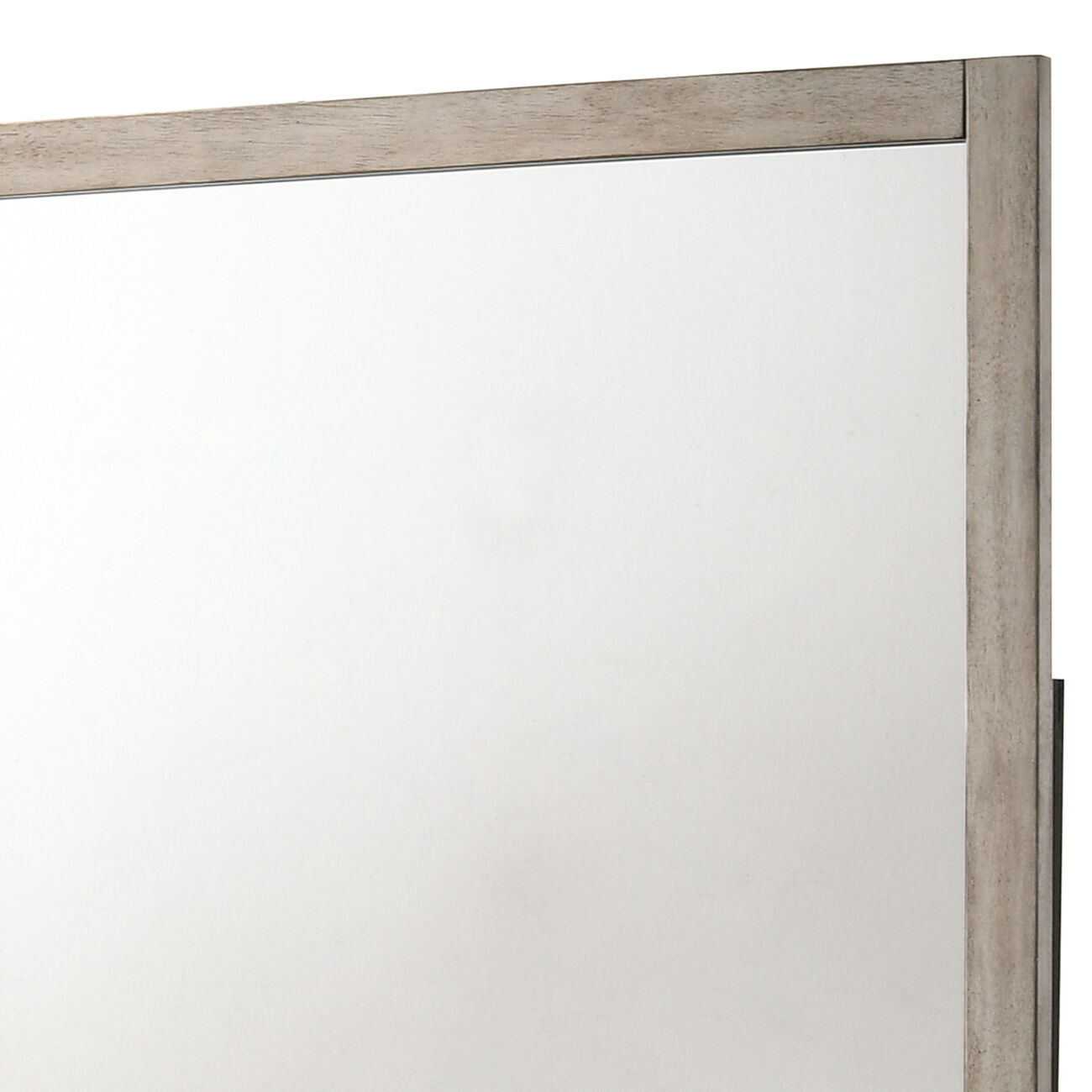 Rectangular Wooden Frame Dresser Top Mirror, Antique White and Silver - BM215185