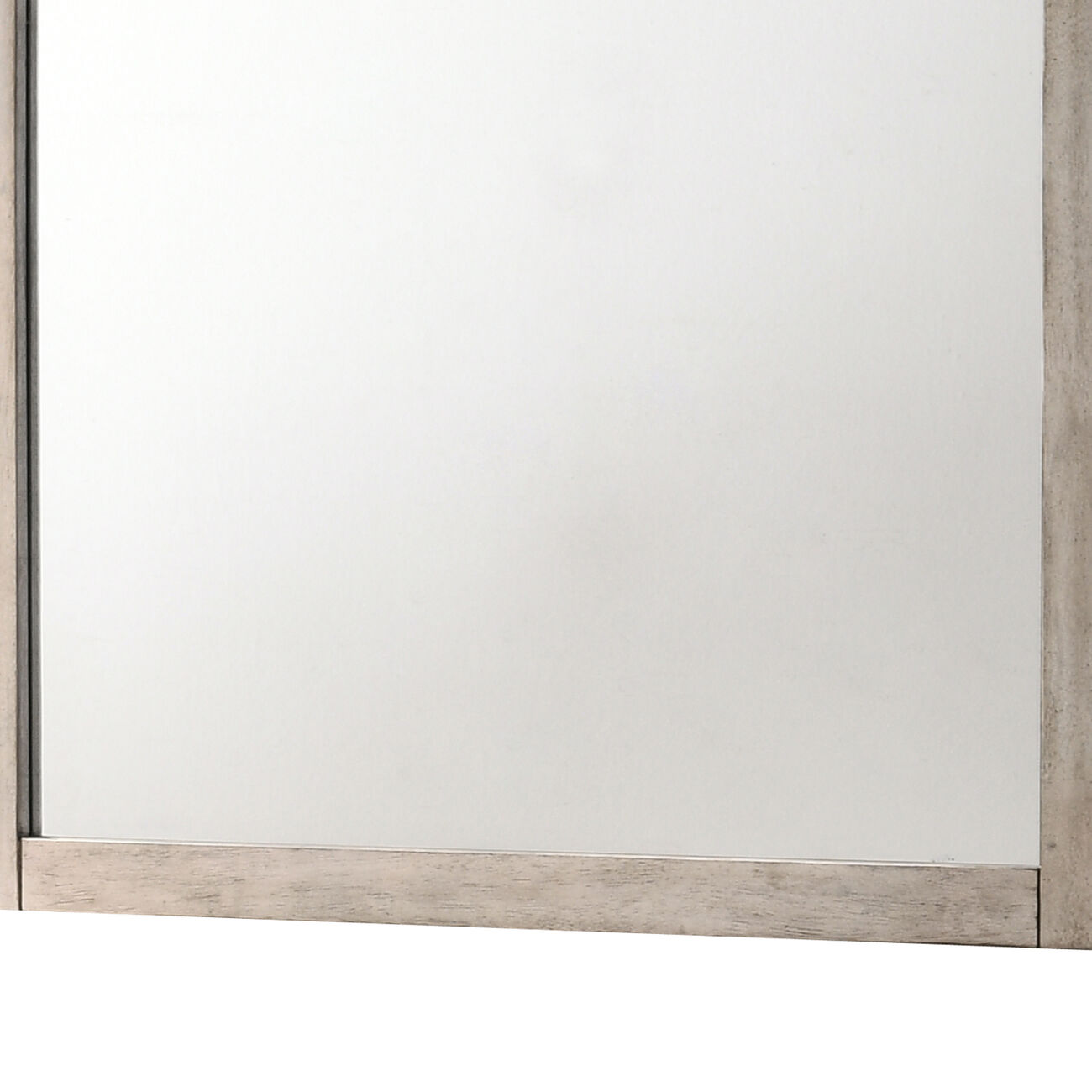 Rectangular Wooden Frame Dresser Top Mirror, Antique White and Silver - BM215185