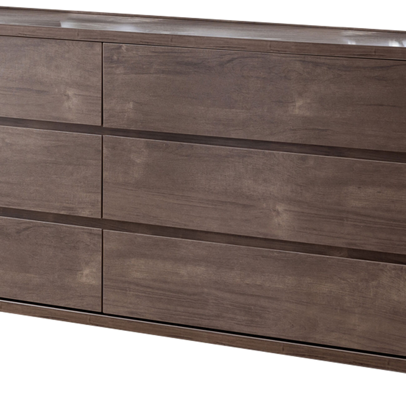 Wooden Frame Dresser with 6 Drawers and Straight Legs, Hazelnut Brown