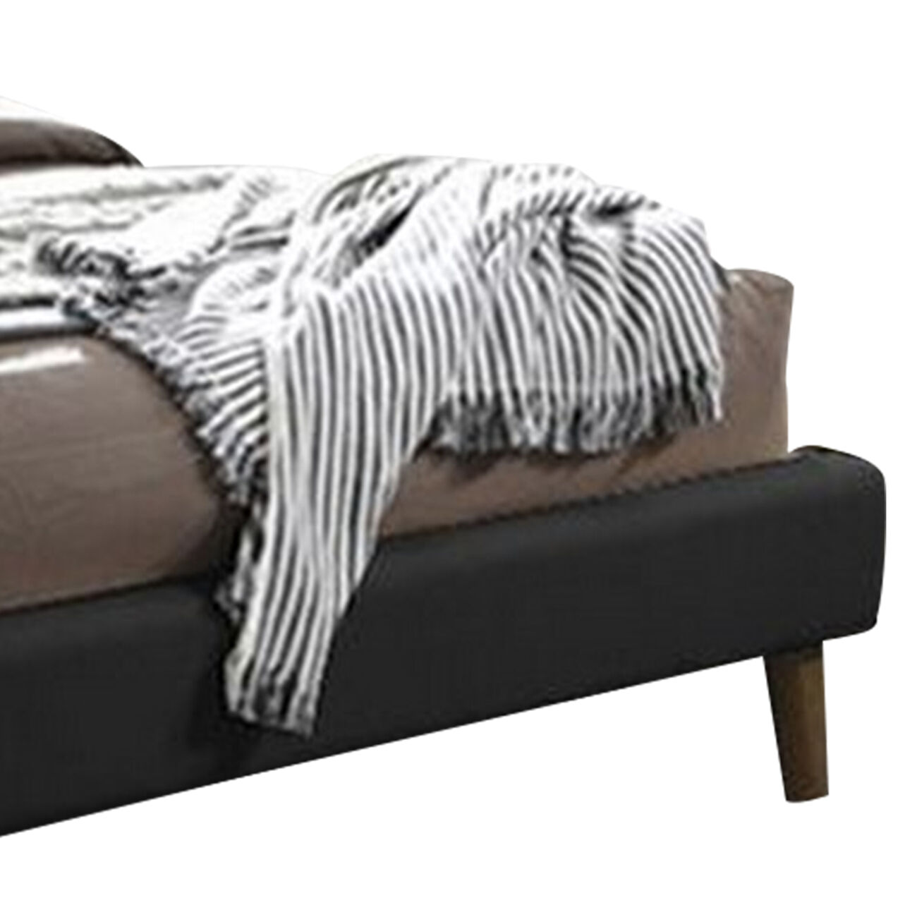 Square Tufting Fabric King Bed with Angled Wooden Legs, Dark Gray - BM229100