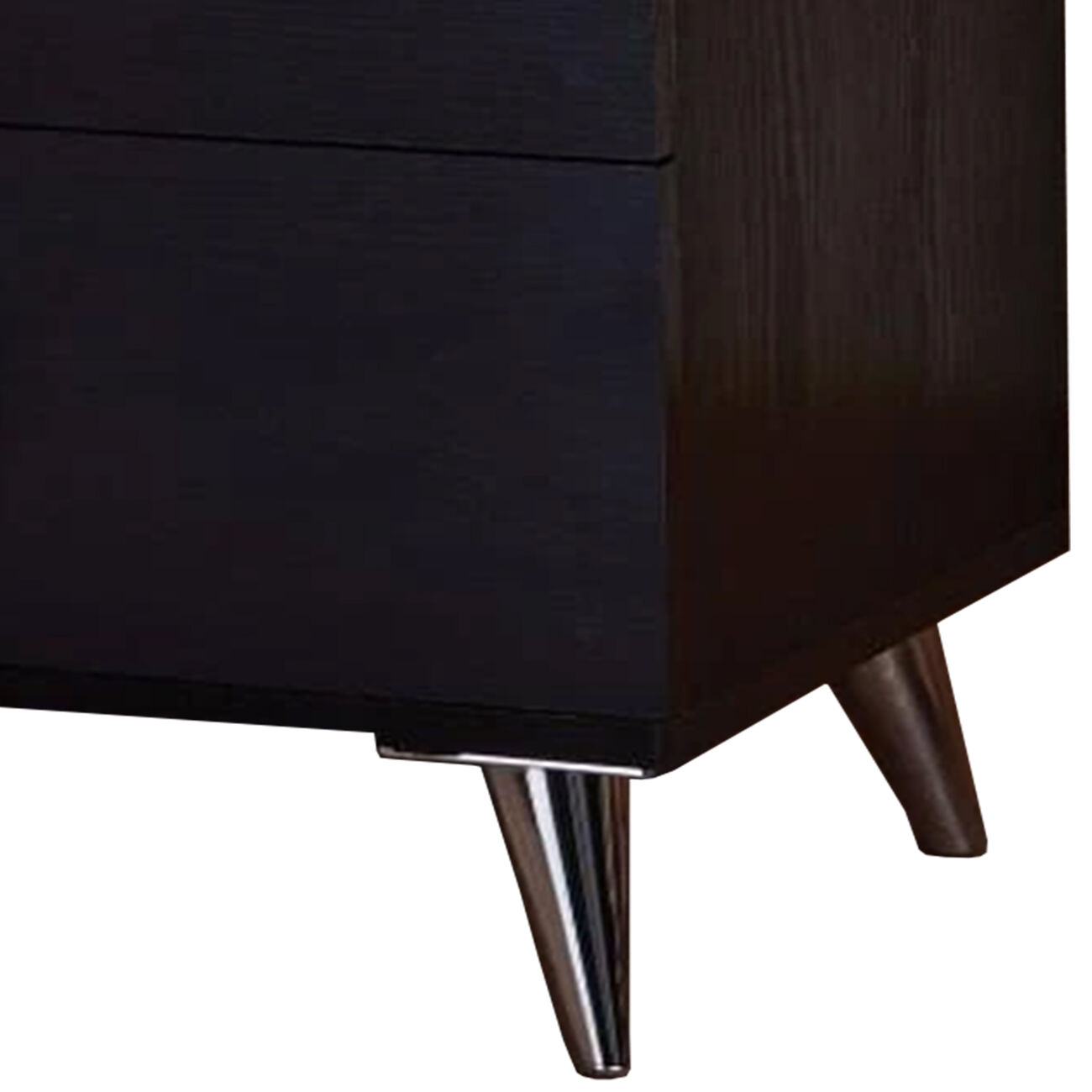 Contemporary Style Wood & Metal Nightstand By Elms, Black & Chrome