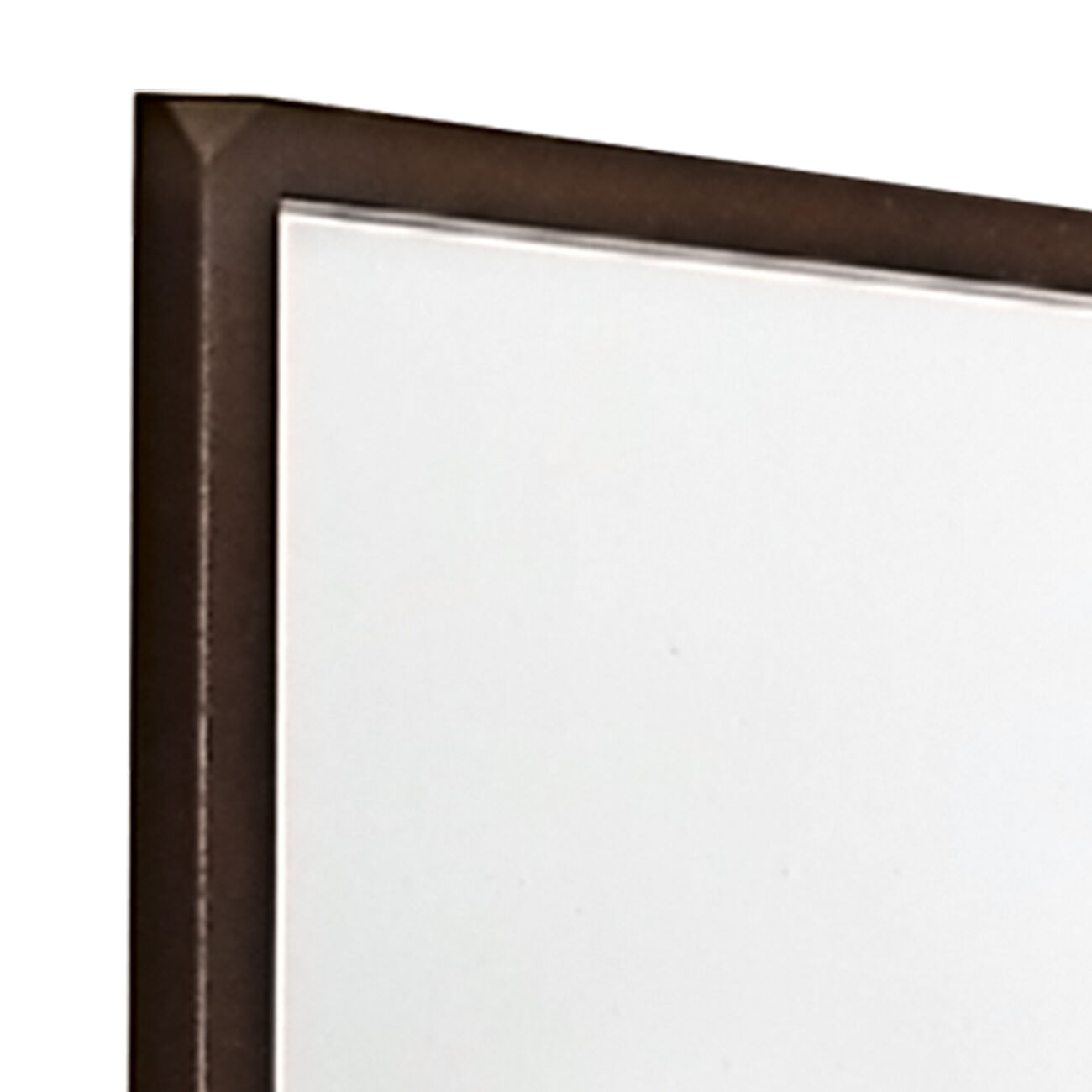 Wooden Dresser Top Mirror with Chiseled Edges, Cherry Brown and Silver