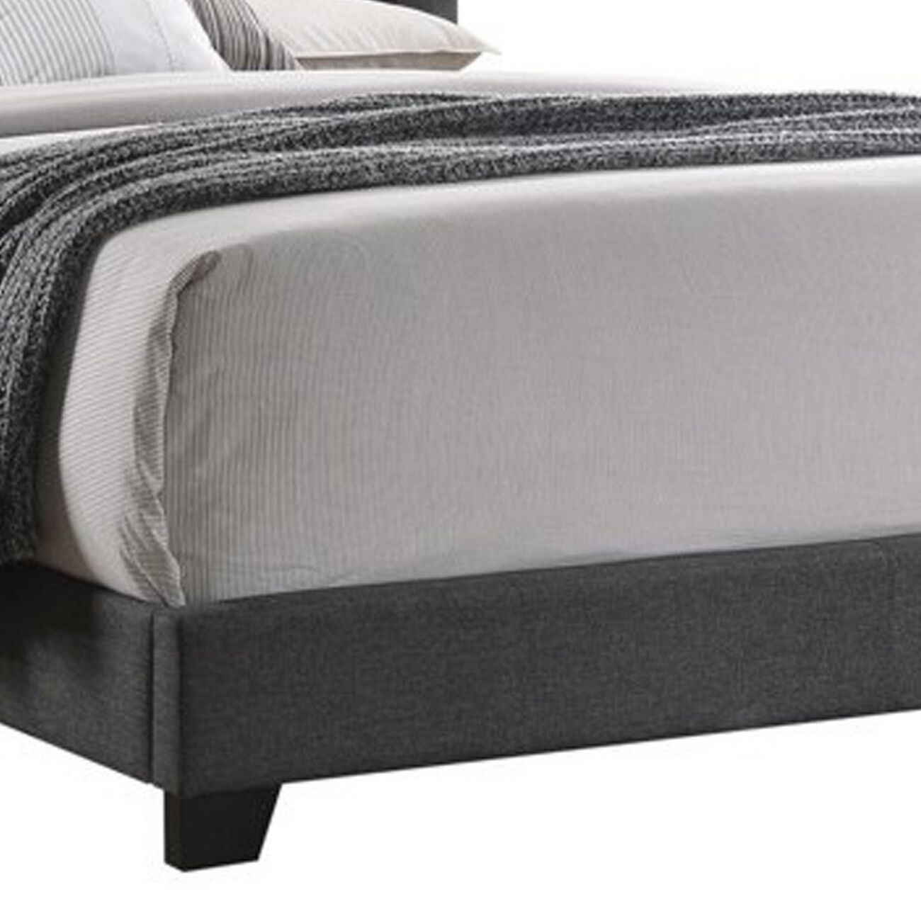 Fabric Upholstered Wooden Demi Wing Queen Bed with Camelback Headboard,Gray