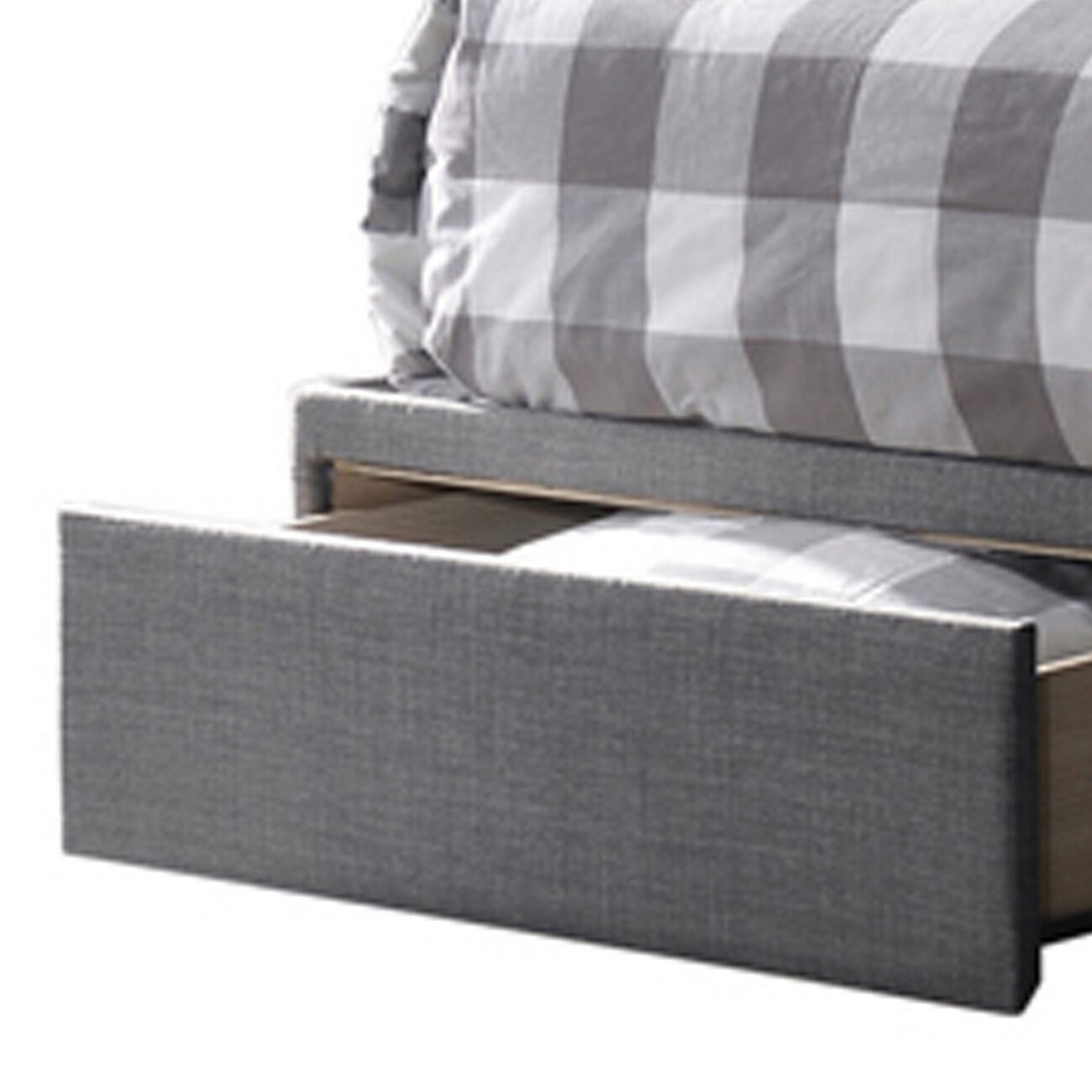 Fabric Upholstered Wooden Queen Size Storage Bed with Nailhead Trims, Gray