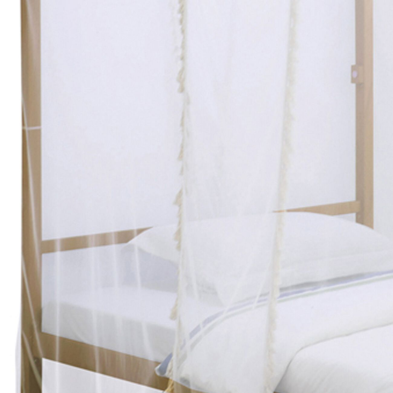 Full Size Metal Canopy Bed with Sheer Net and Overhead LED Lighting, Gold
