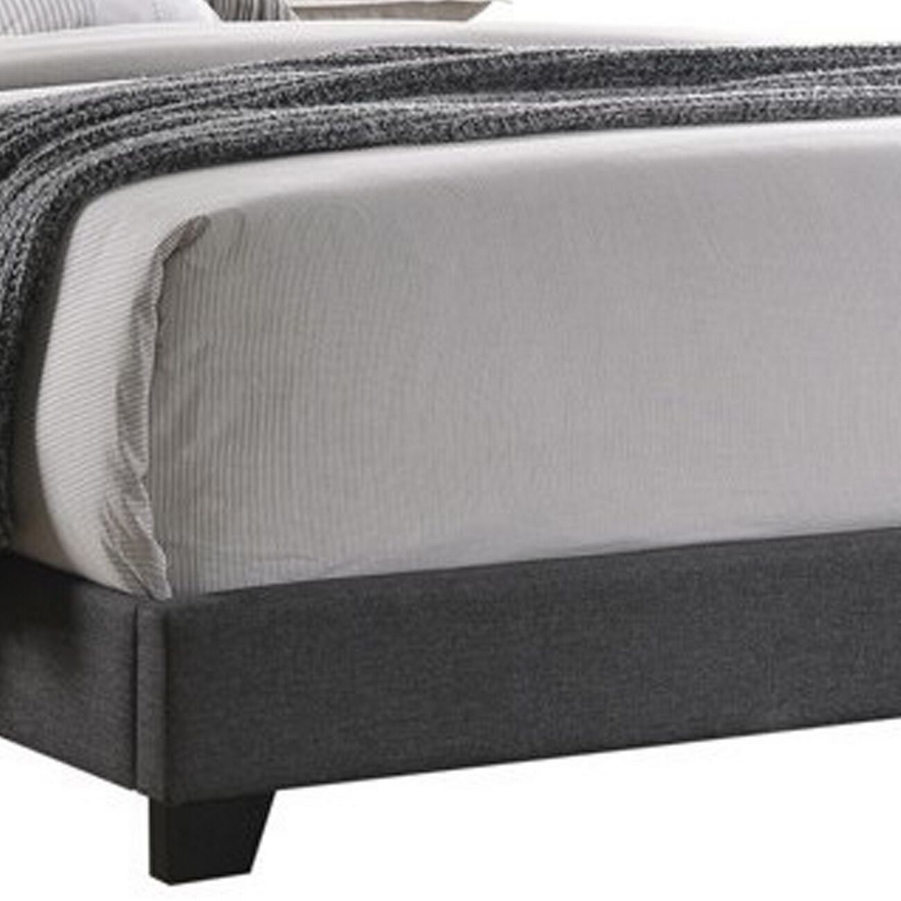 Fabric Upholstered Wooden Demi Wing Full Bed with Camelback Headboard, Gray