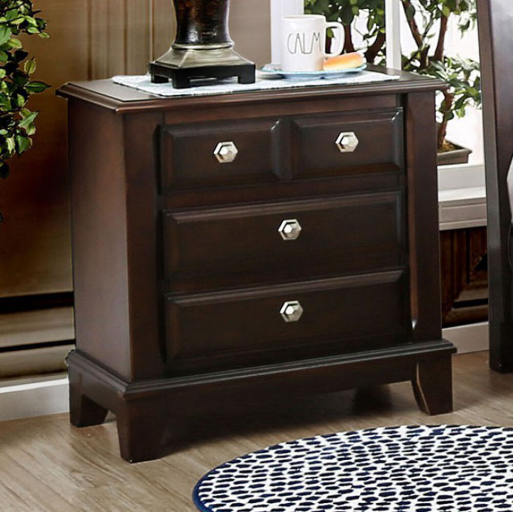 Litchville Contemporary Night Stand In Brown Cherry Finish