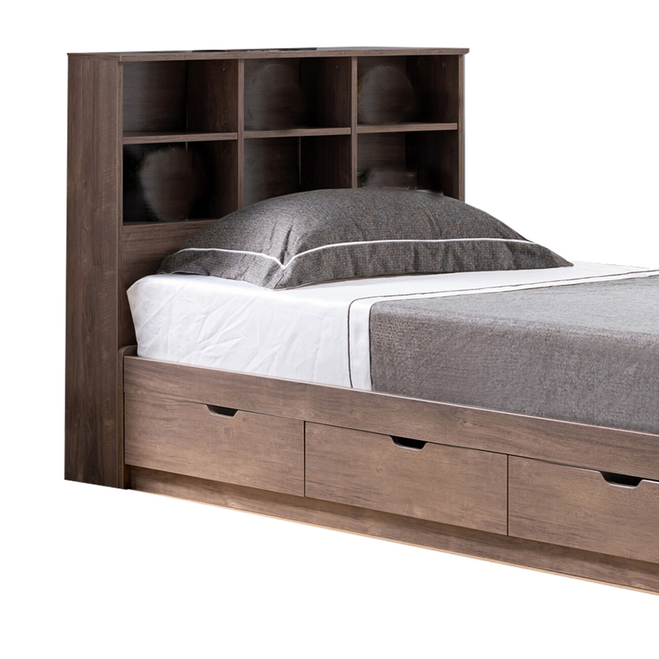 Wooden Frame 3 Drawers Twin Size Chest Bed, Hazelnut Brown