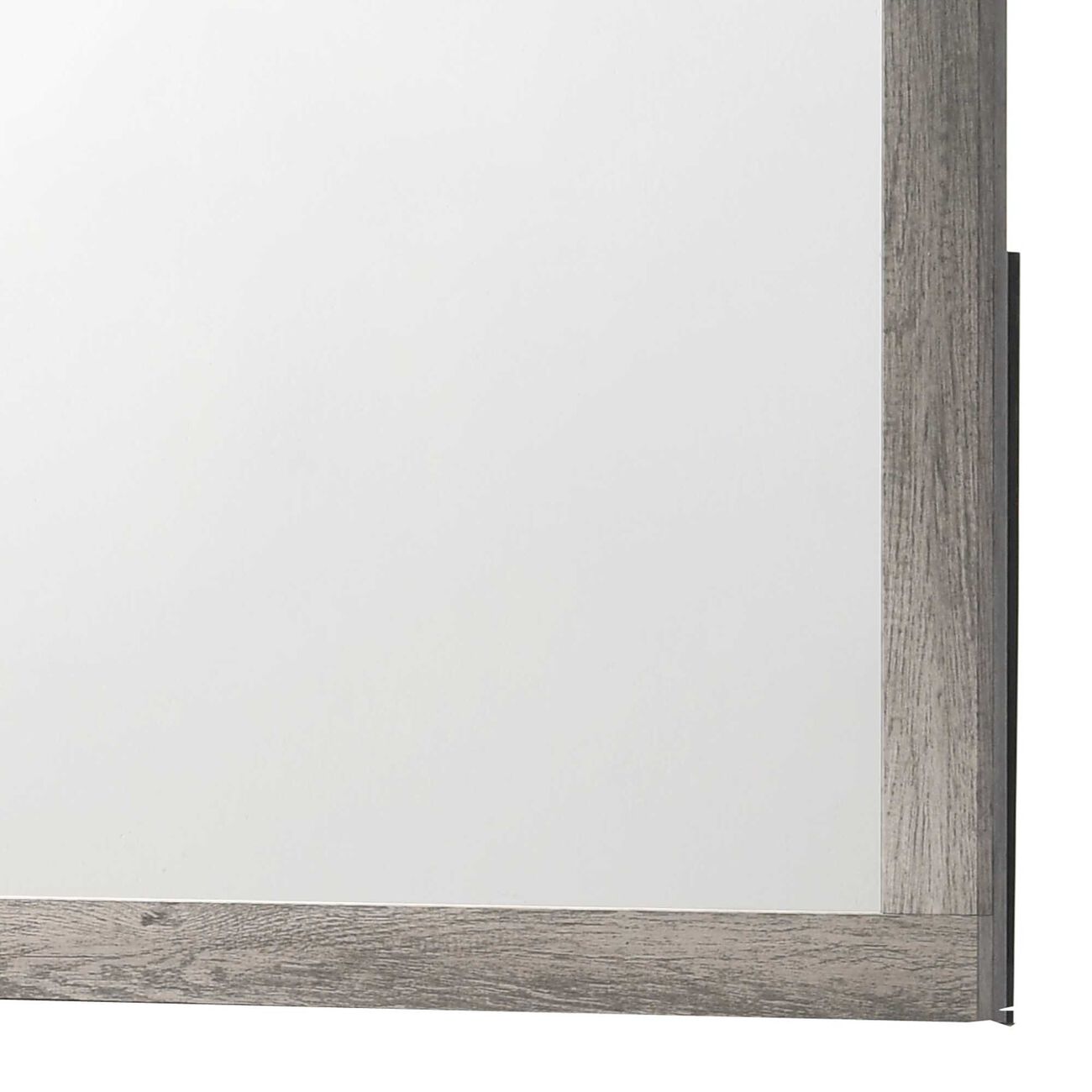 Rectangular Wooden Dresser Top Mirror with Grains, Gray and Silver - BM215176