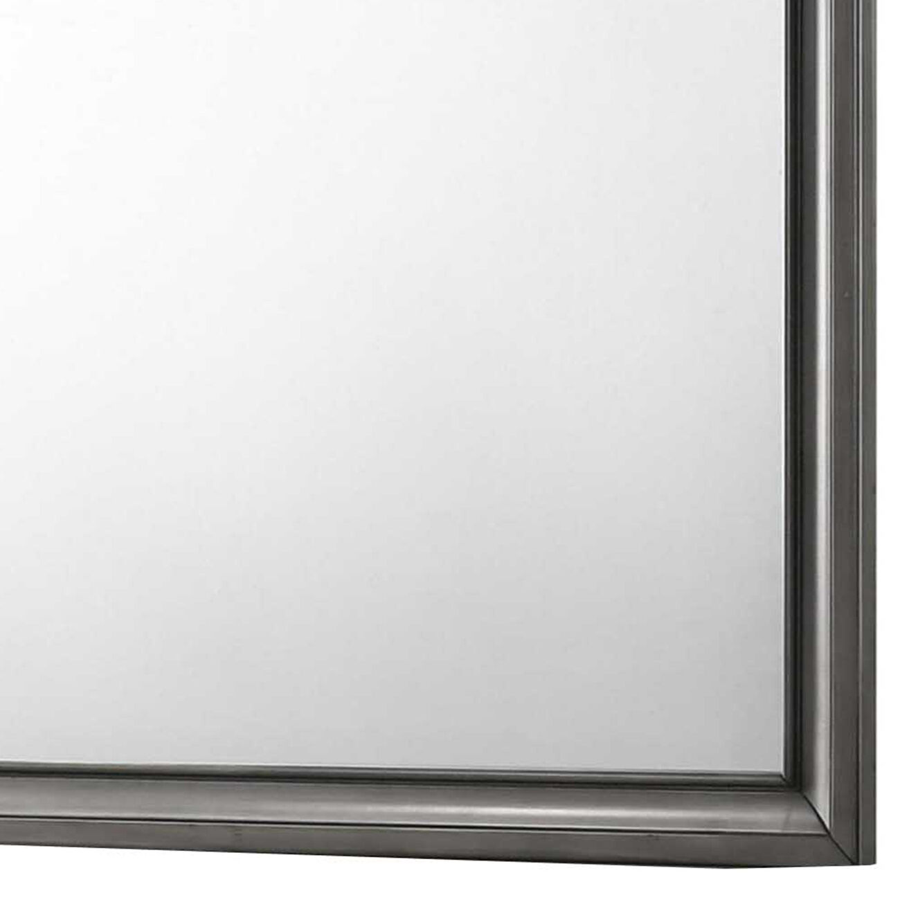 Molded Wooden Frame Dresser Top Mirror, Gray and Silver - BM215192