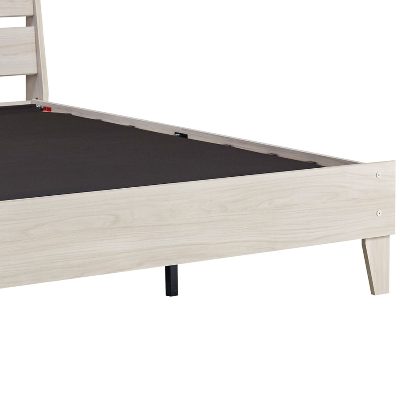 Wooden Full Platform Bed with Grains, Off White