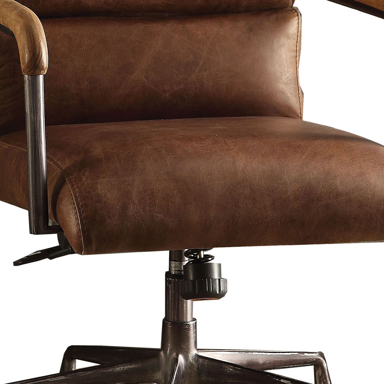 Metal & Top Grain Leather Executive Office Chair, Retro Brown