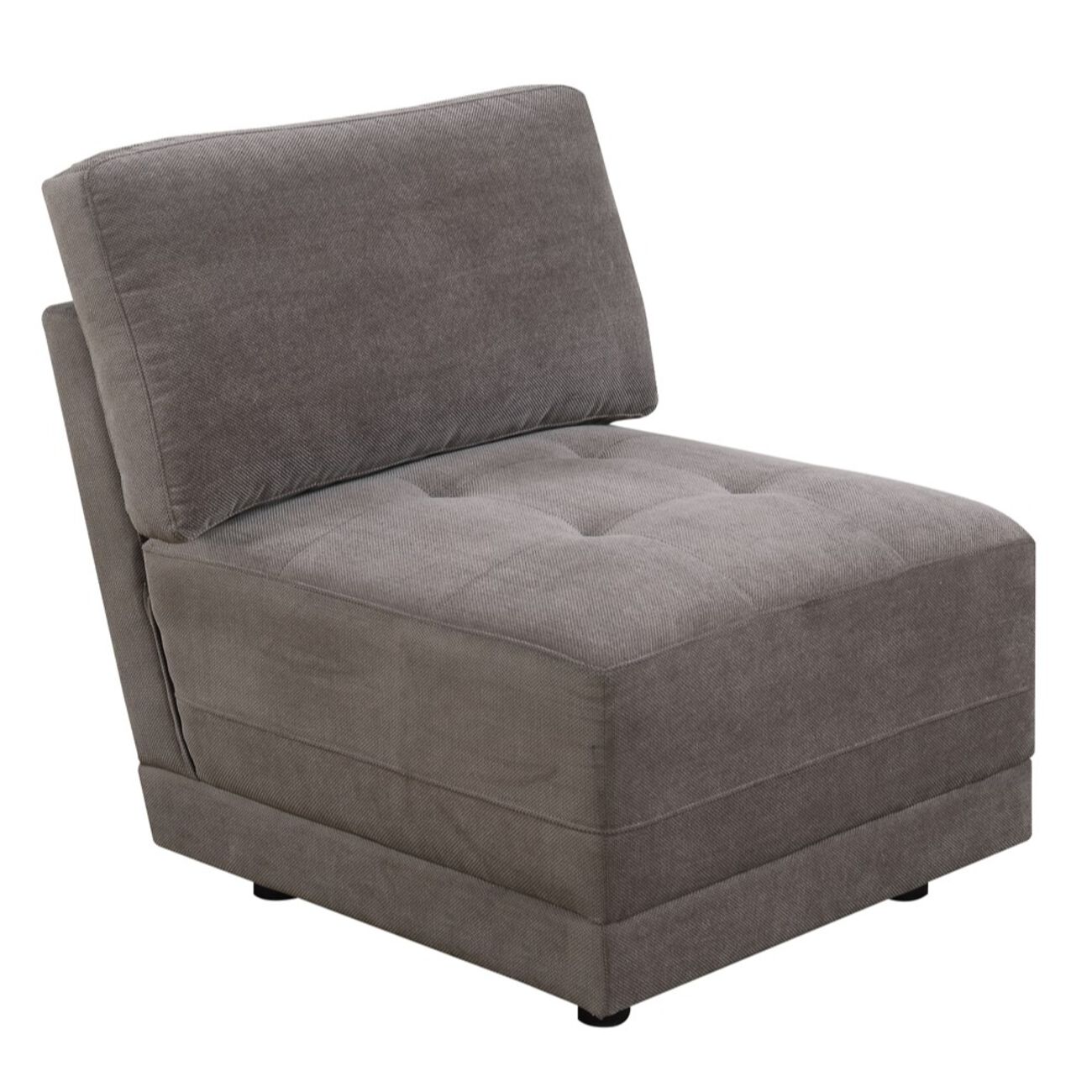 Armless Chair With Back Cushion, Gray
