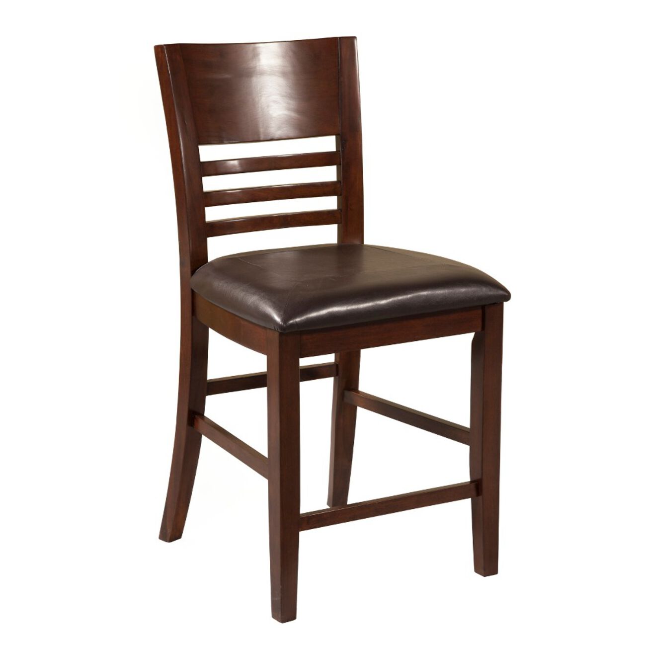 Wooden Pub Chairs With Padded Seat,  Set of 2,  Brown