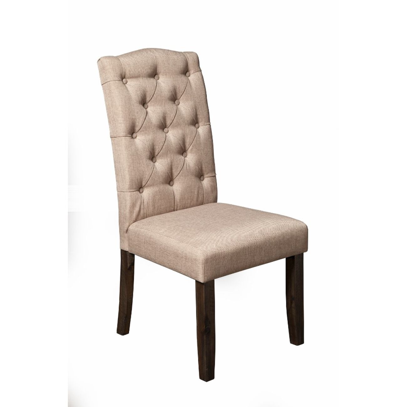 Set of 2 Button Tufted Parson Chairs, Beige