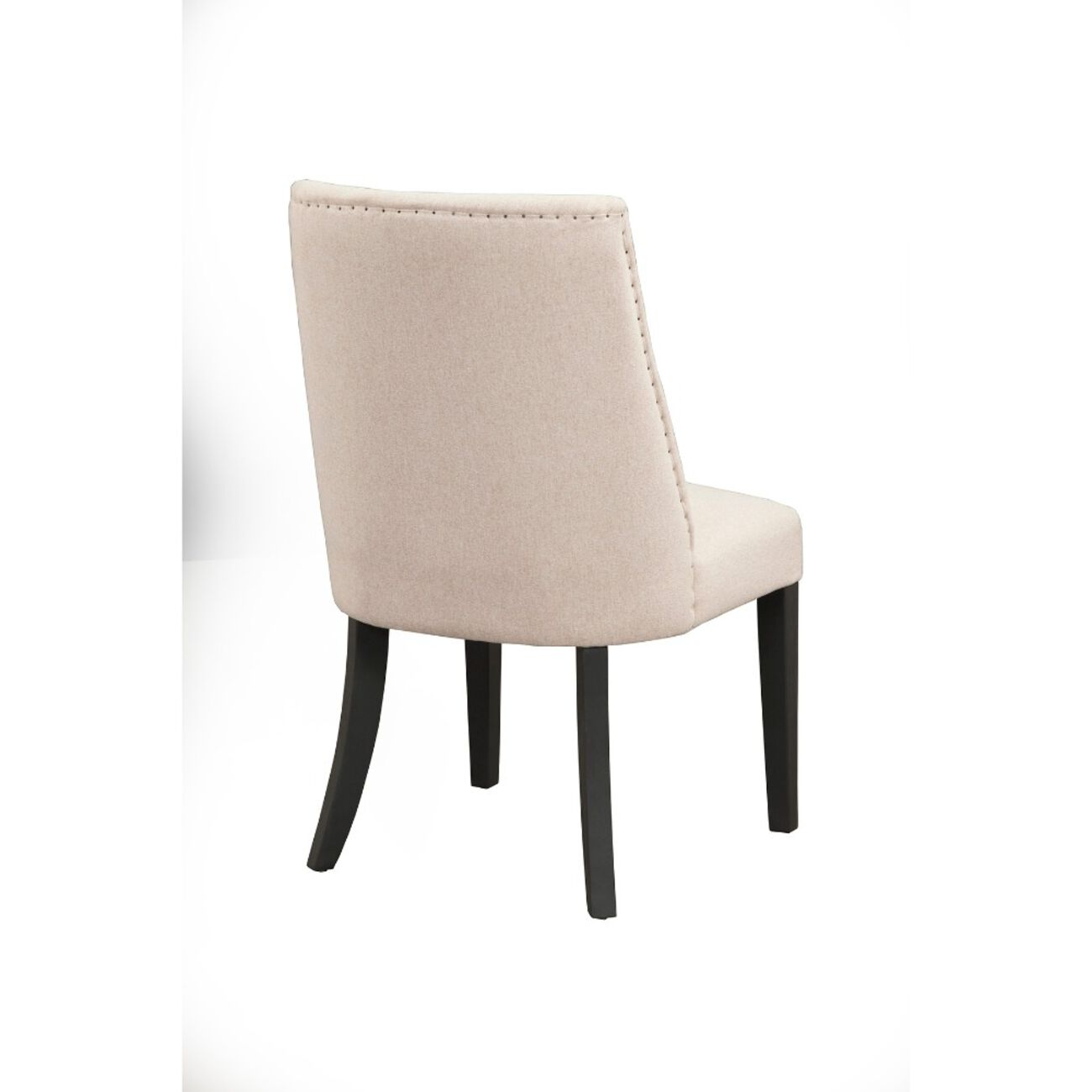 Fabric Upholstered Parson Chairs, Set Of 2, Cream And Black