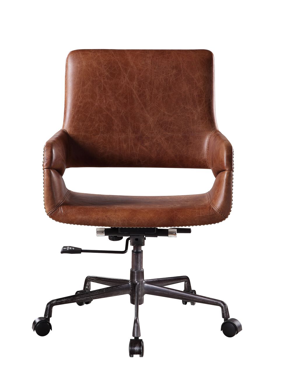 Faux Leather Upholstered Wooden Office Chair with Lift Mechanism,Brown
