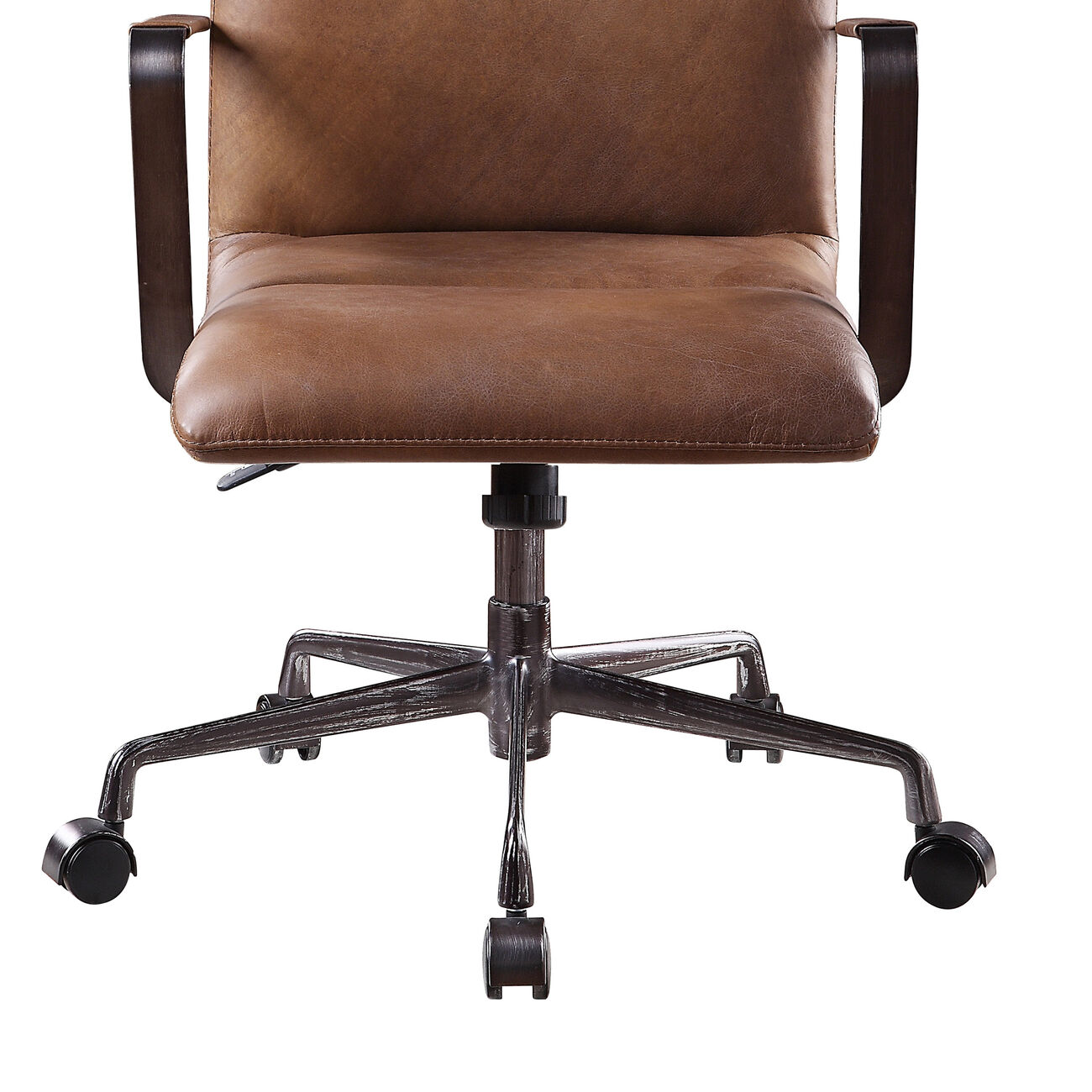 5 Star Base Faux Leather Upholstered Wooden Office Chair , Brown