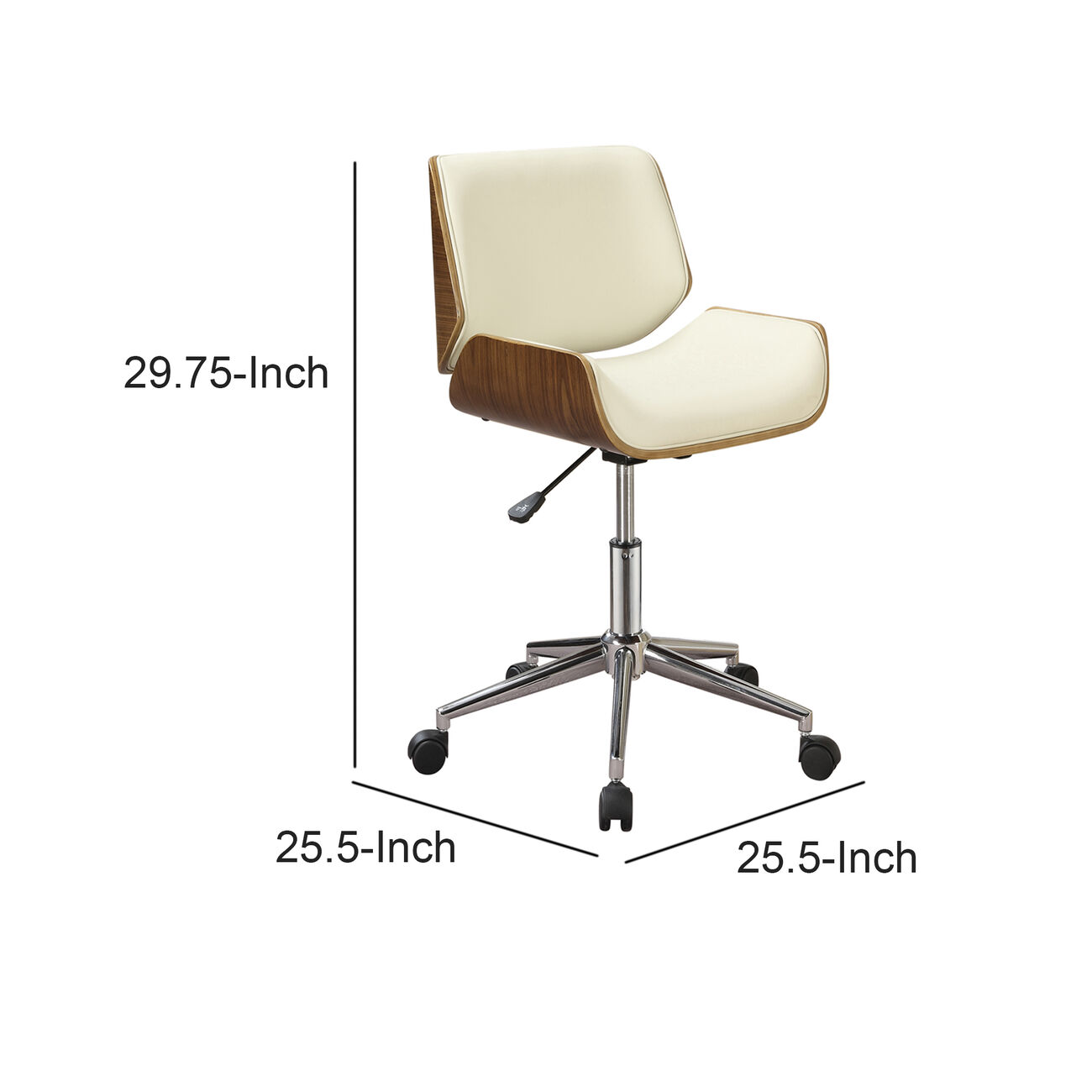 Contemporary Small-Back Home Office Chair, Beige/Walnut