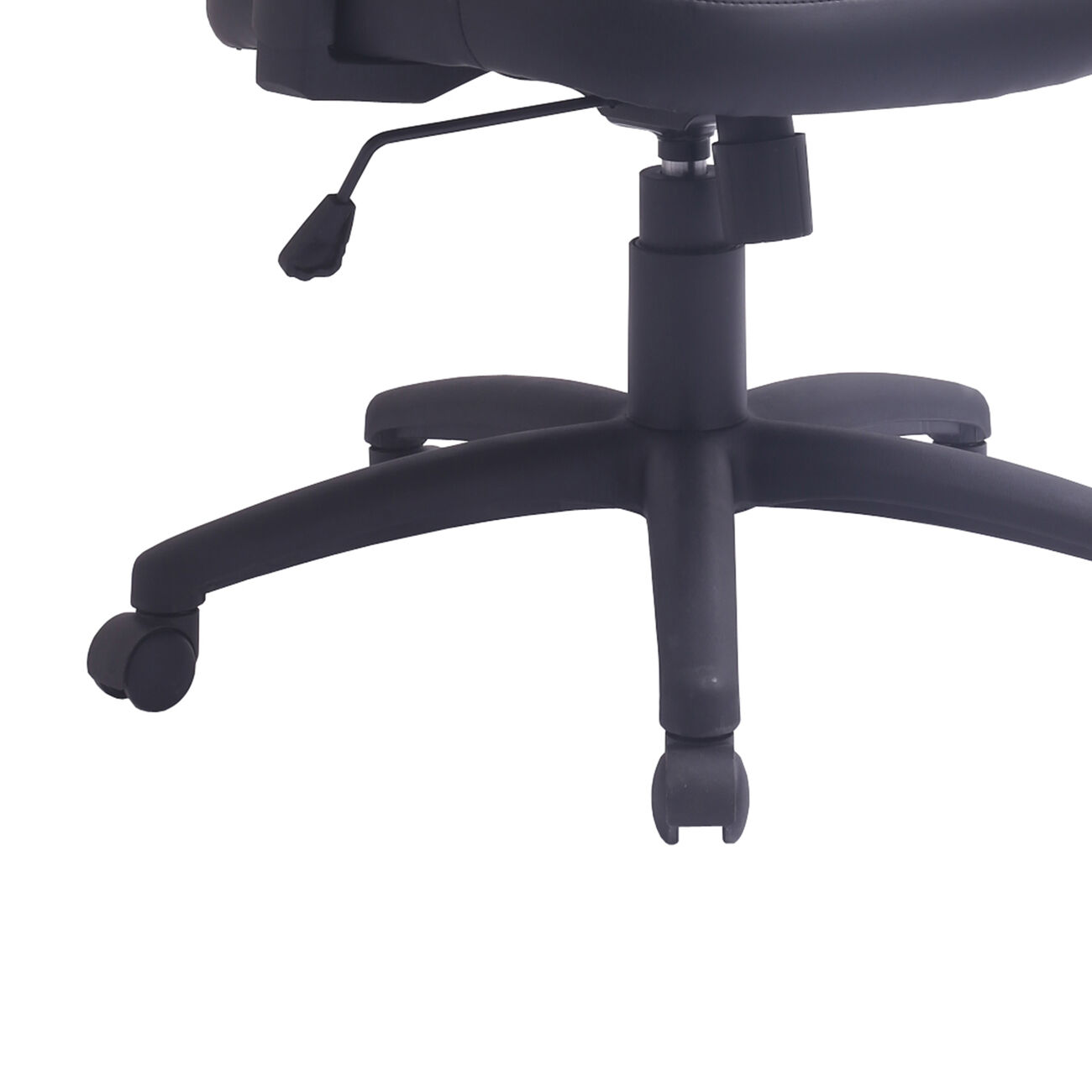 Leatherette Upholstered Swivel Office Chair with Track Armrests, Black