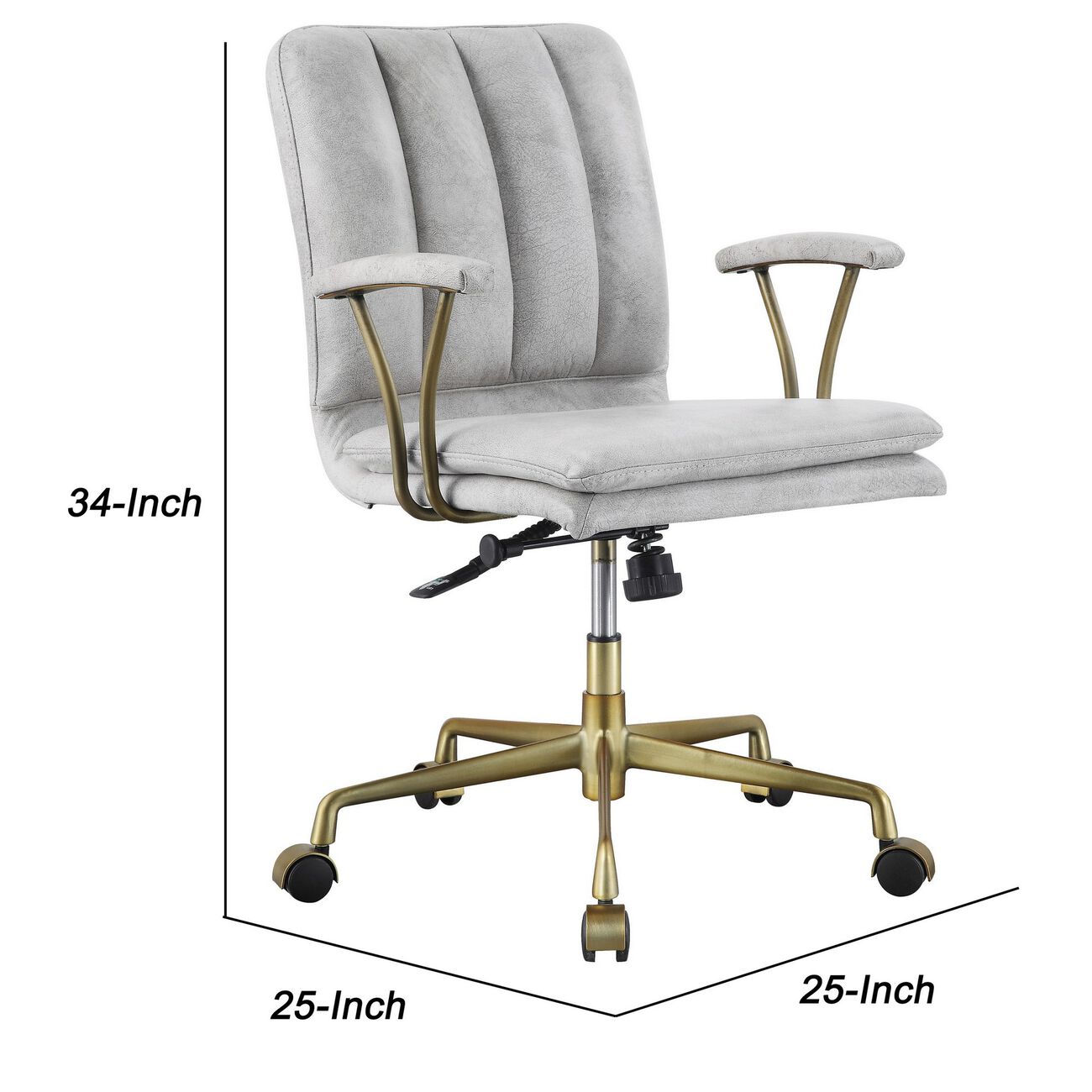 Adjustable Leatherette Swivel Office Chair with 5 Star Base, Gray and Gold