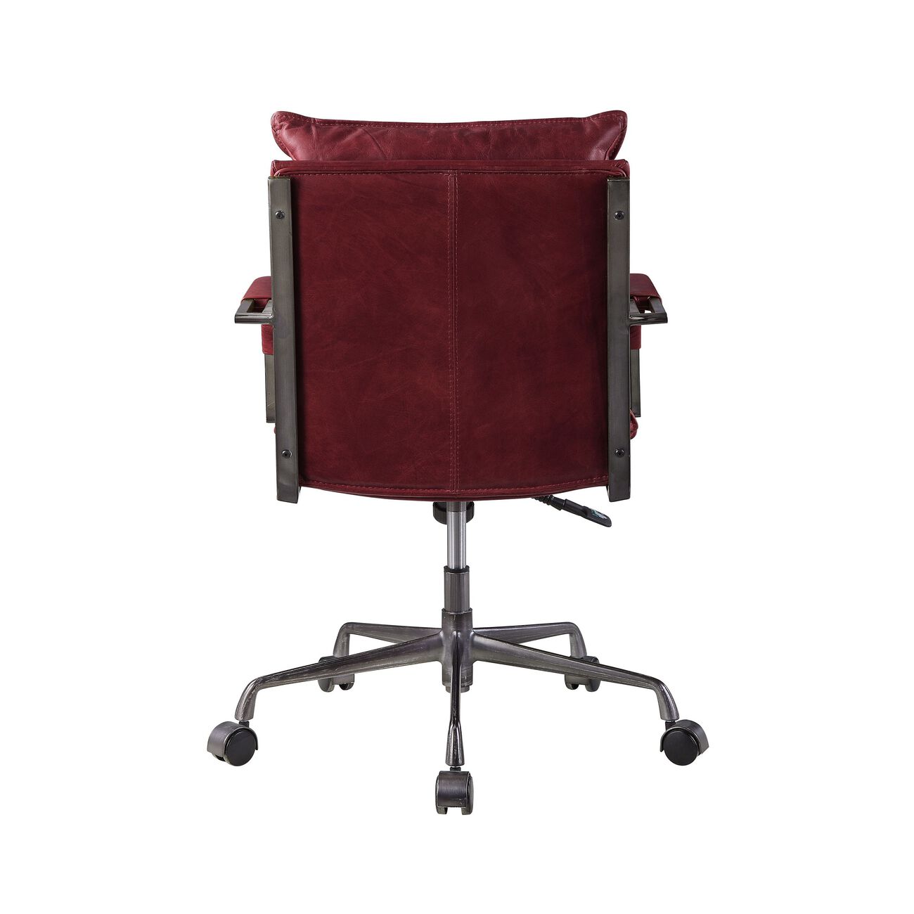 Swivel Leatherette Tufted Office Chair with Metal Star Base, Red