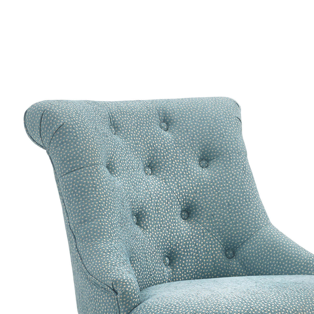 Wooden Office Chair with Textured Fabric Upholstery, Blue and Gray