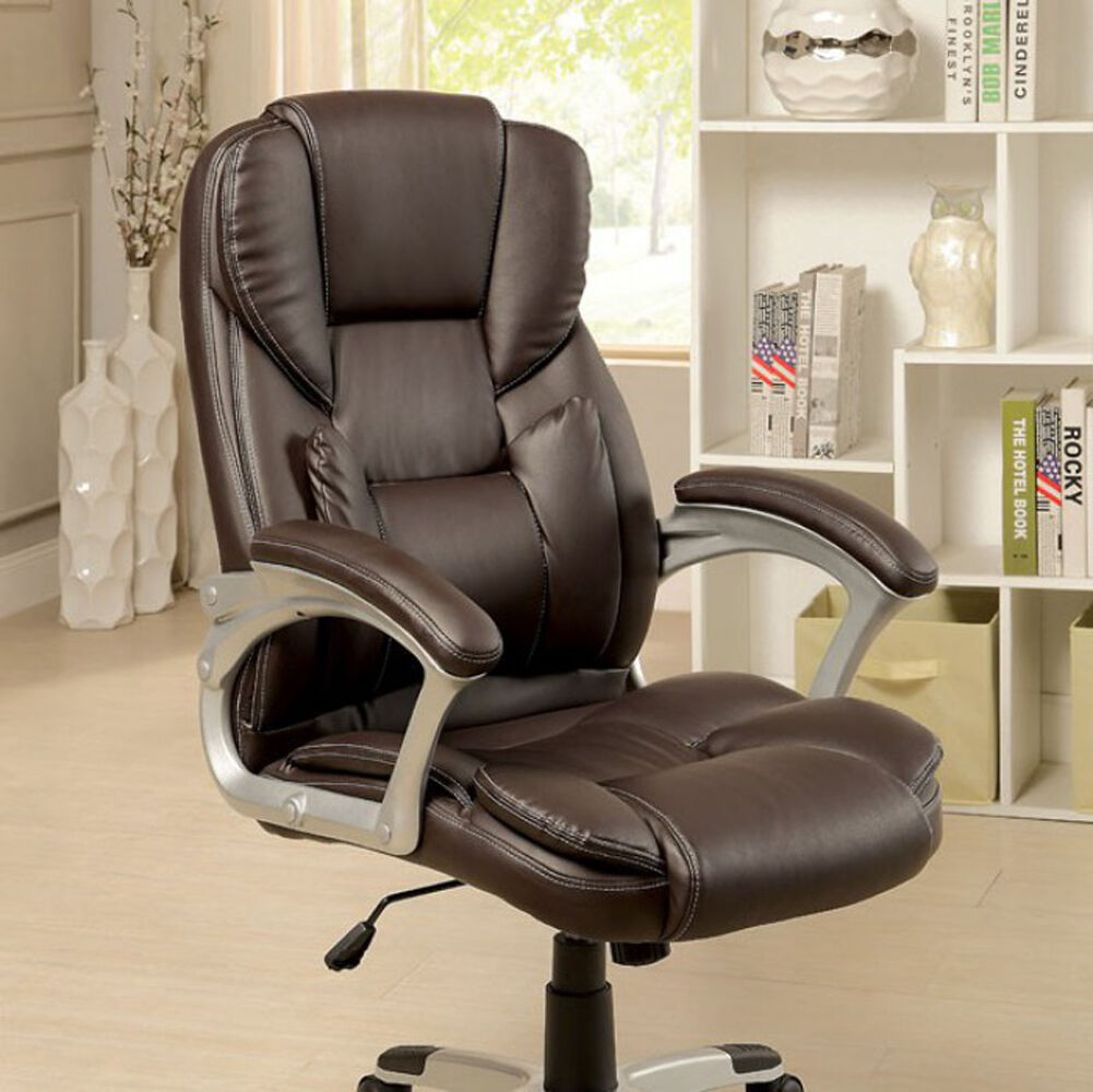 Sibley Contemporary Office Chair, Brown Finish