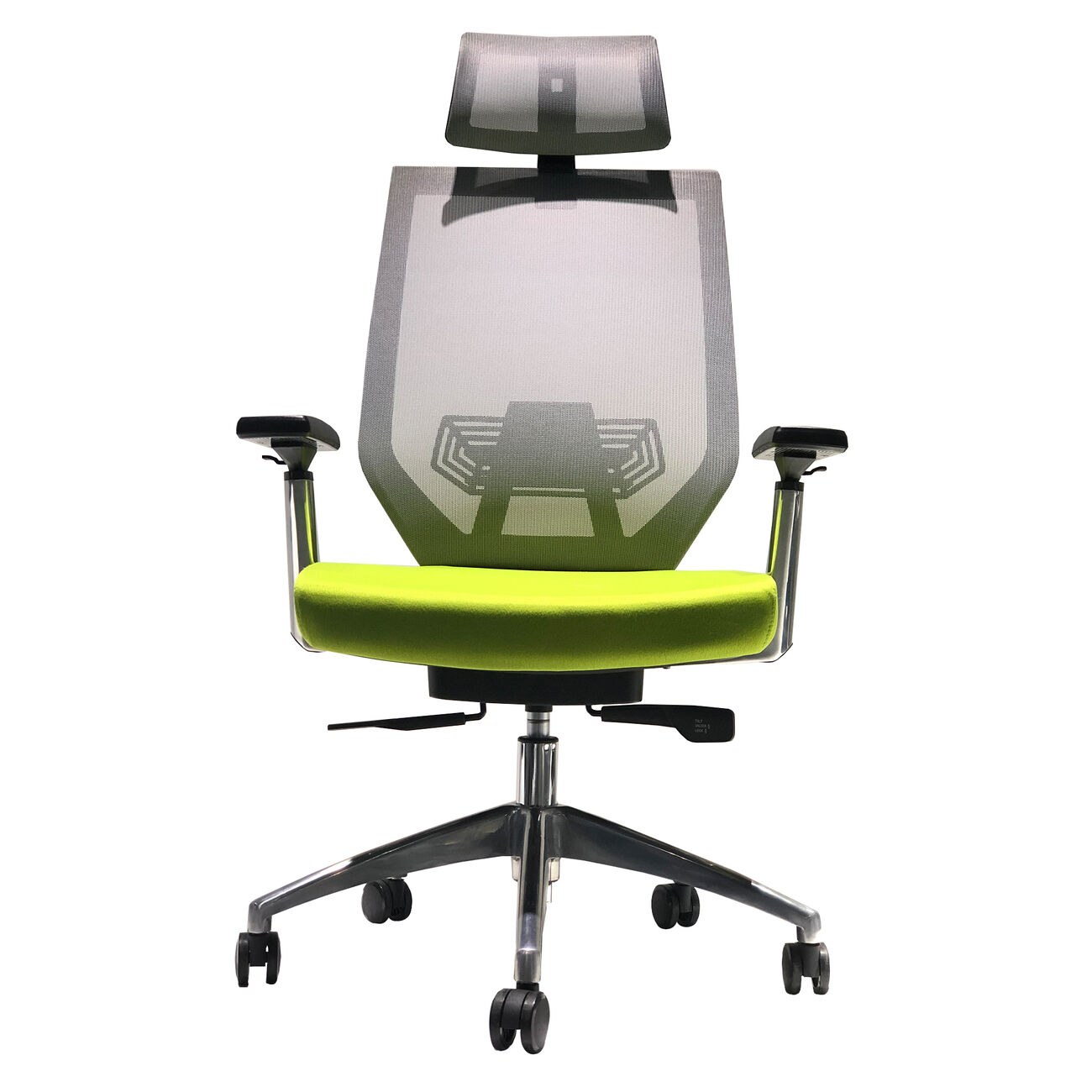 Adjustable Headrest Ergonomic Office Swivel Chair with Padded Seat and Casters, Green and Gray