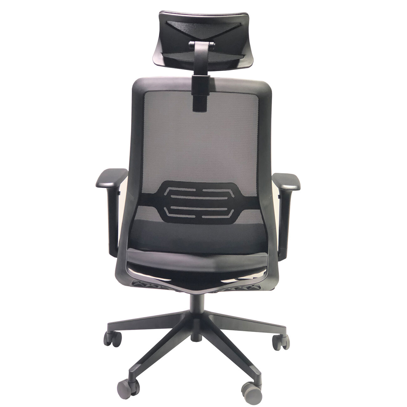 Adjustable Headrest Ergonomic Swivel Office Chair with Padded Seat and Casters, Black and Gray