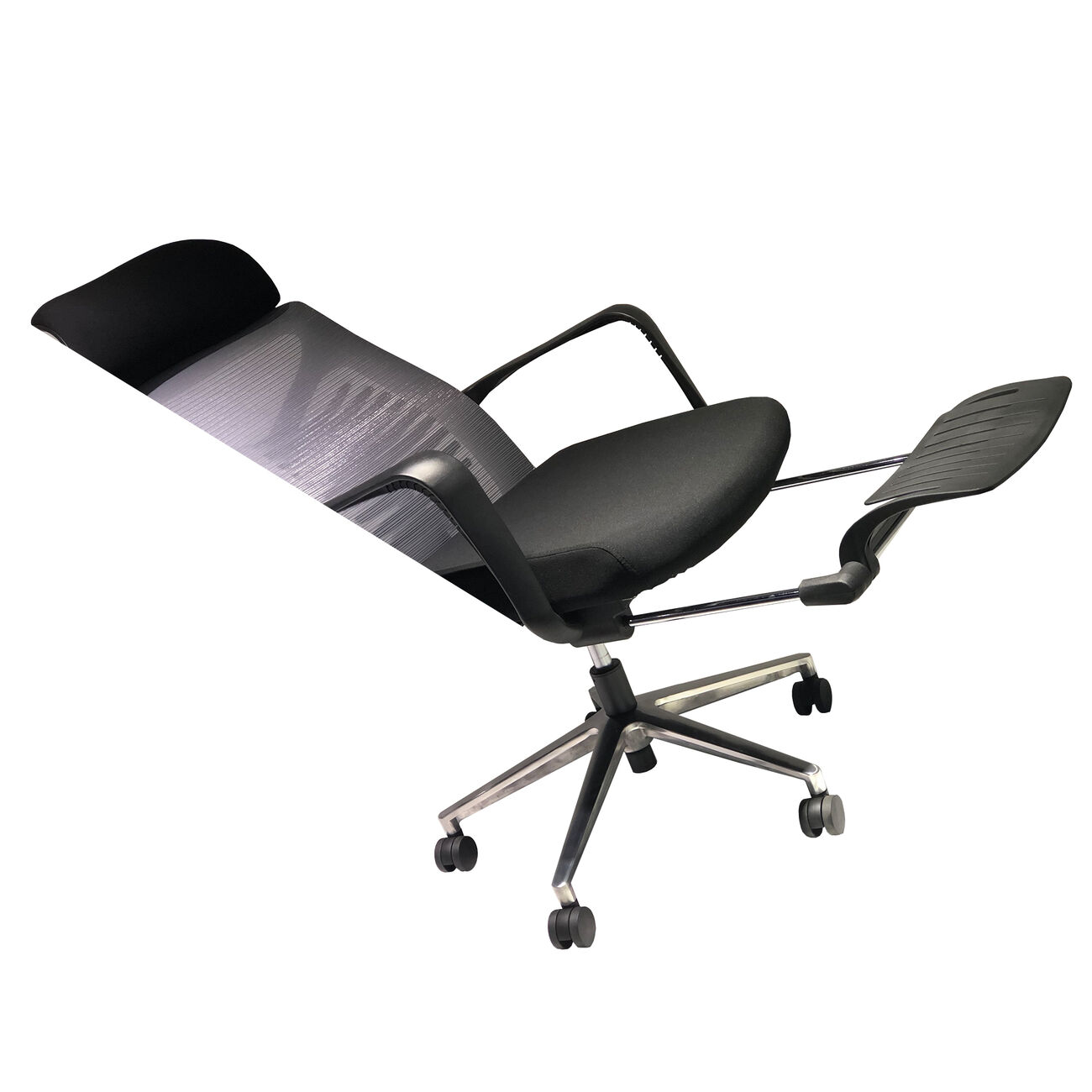 Mesh Back Padded Adjustable Ergonomic Office Chair with Headrest and Retractable Footrest, Black