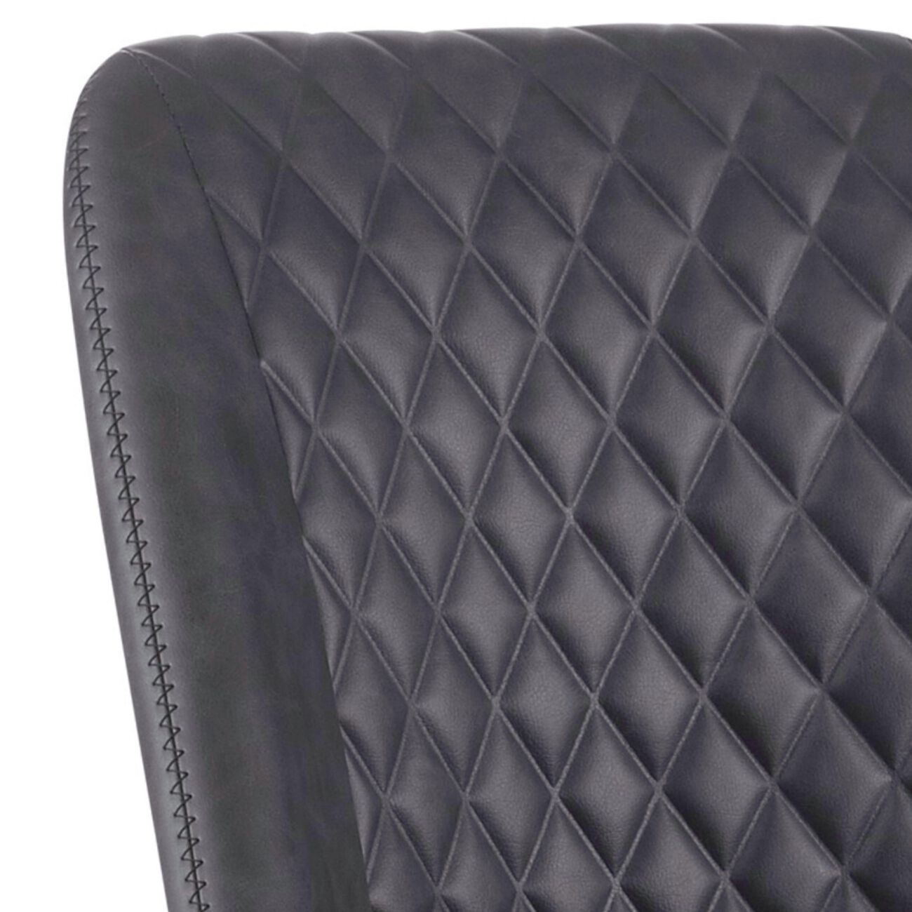 Diamond Pattern Stitched Leatherette Office Chair with Star Base, Gray