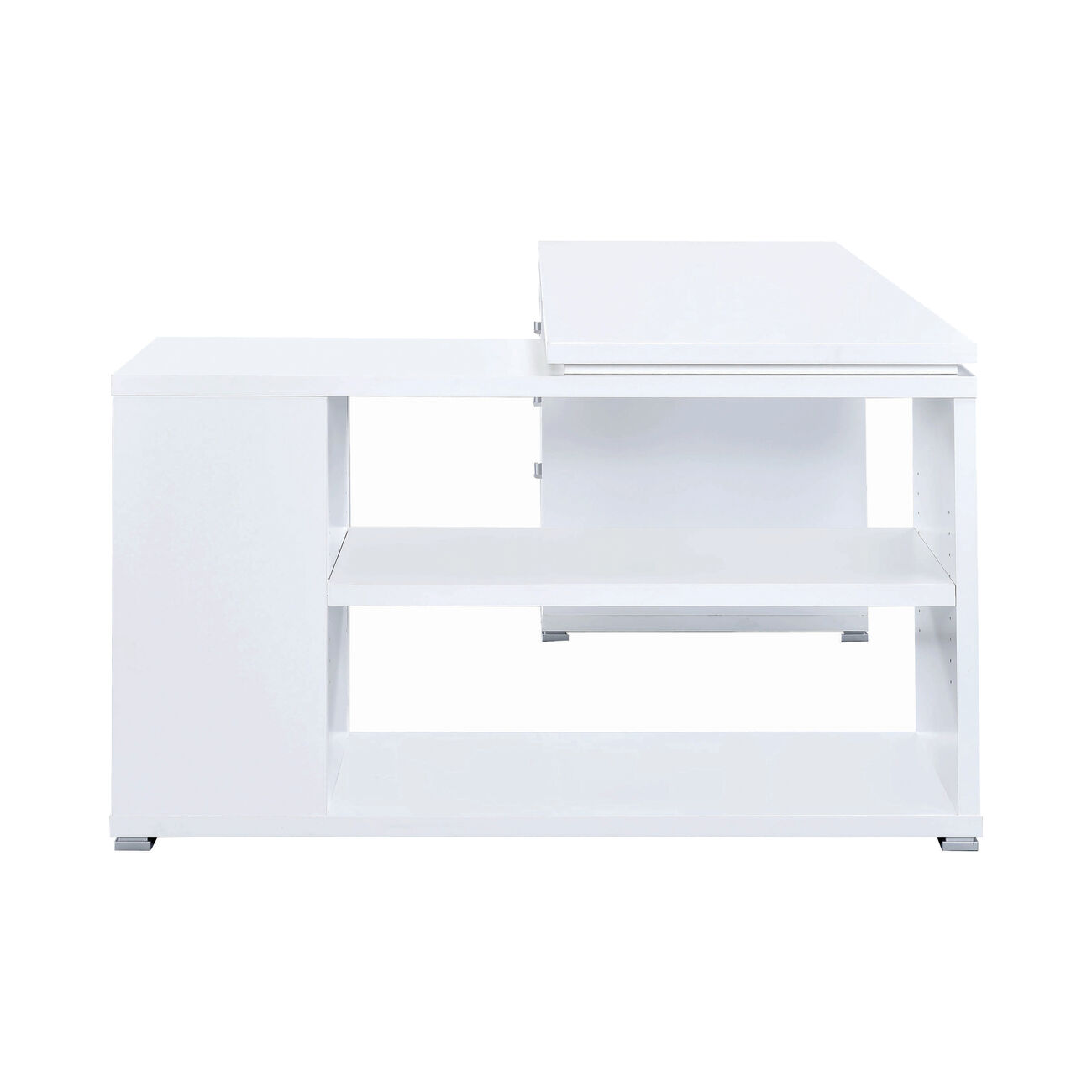 Contemporary L Shaped Office Desk with 3 Drawers and Shelves, White