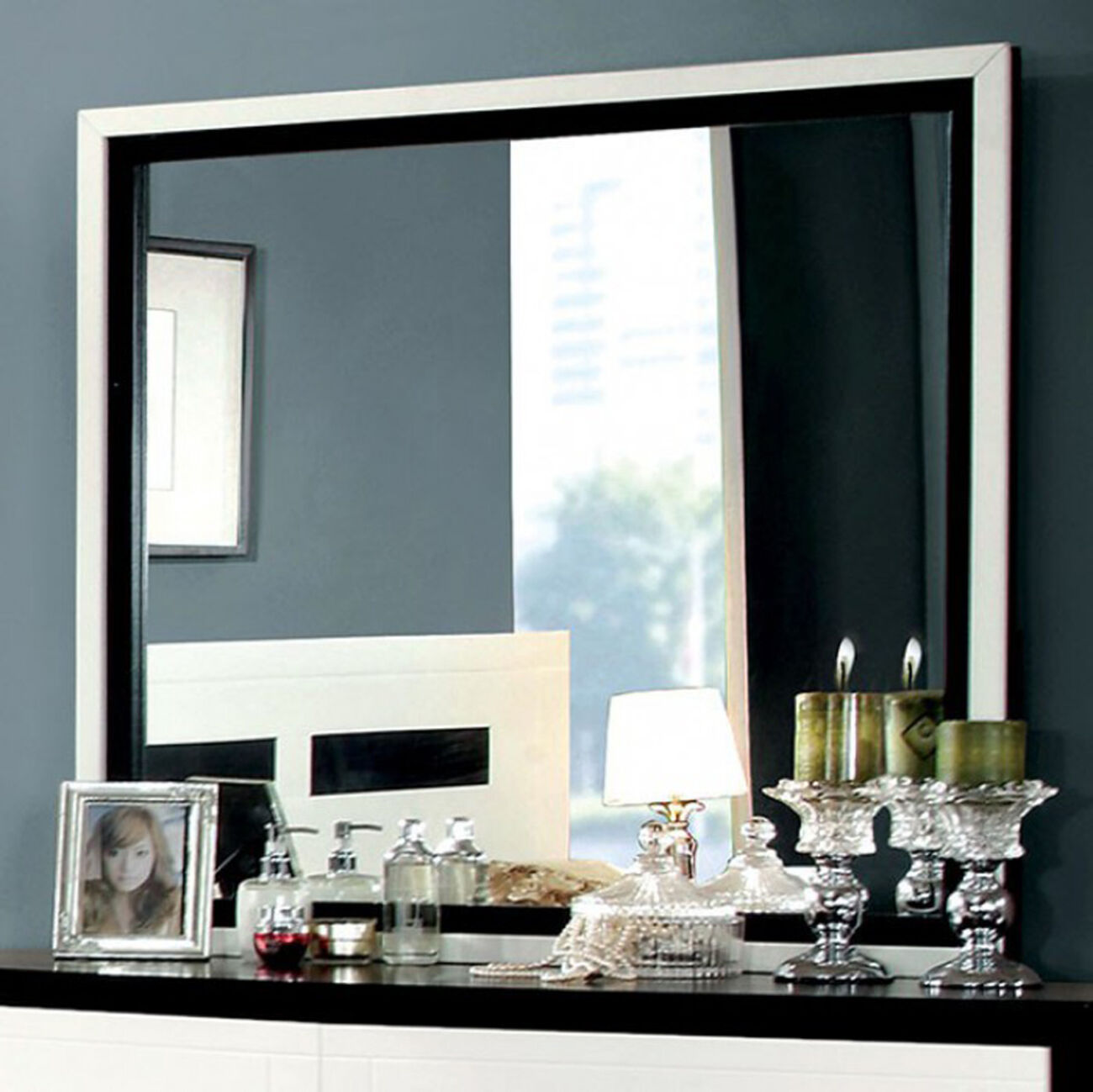 Rutger Contemporary Mirror, White/Black