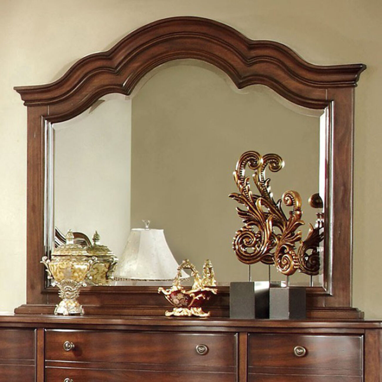 Bellavista Traditional Elegant Style Mirror , Brown Cherry