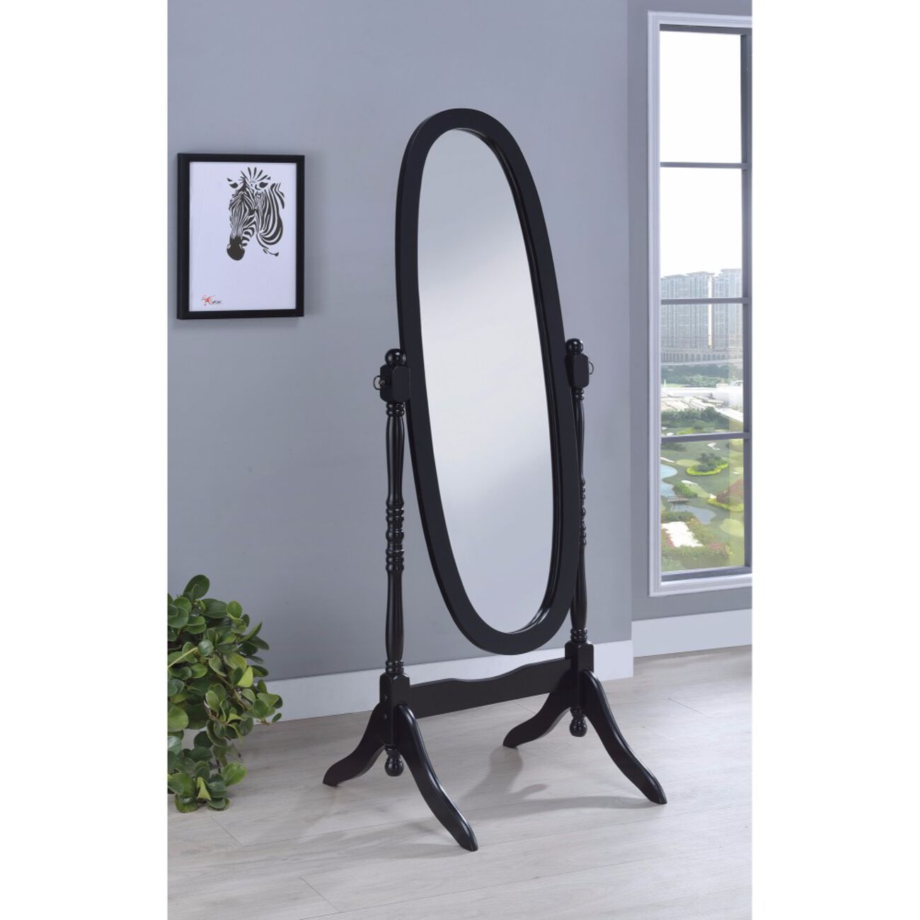 Aesthetically Charmed Oval Shaped Cheval Mirror, Black
