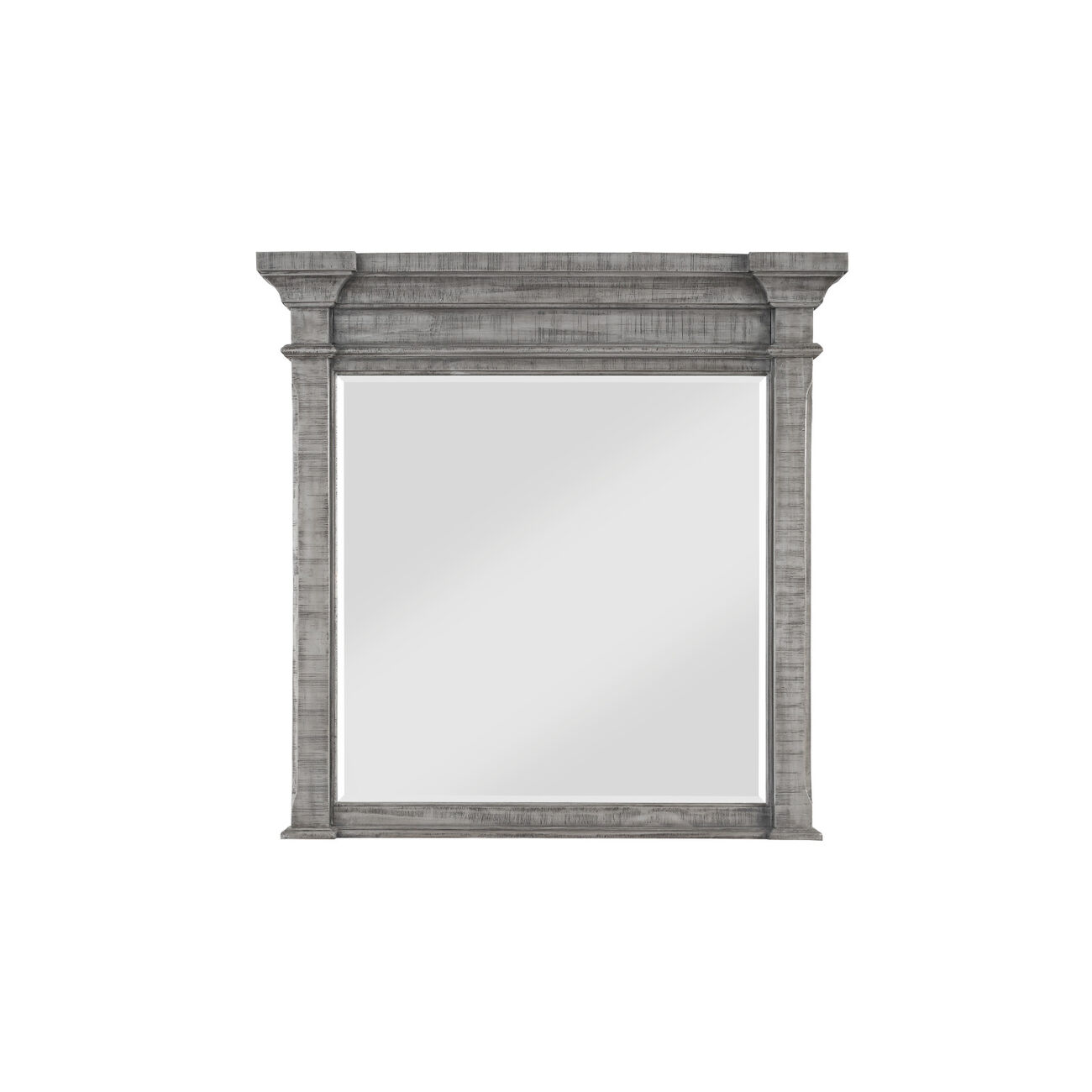 Wooden Frame Square Mirror with Tapered Moldings, Gray