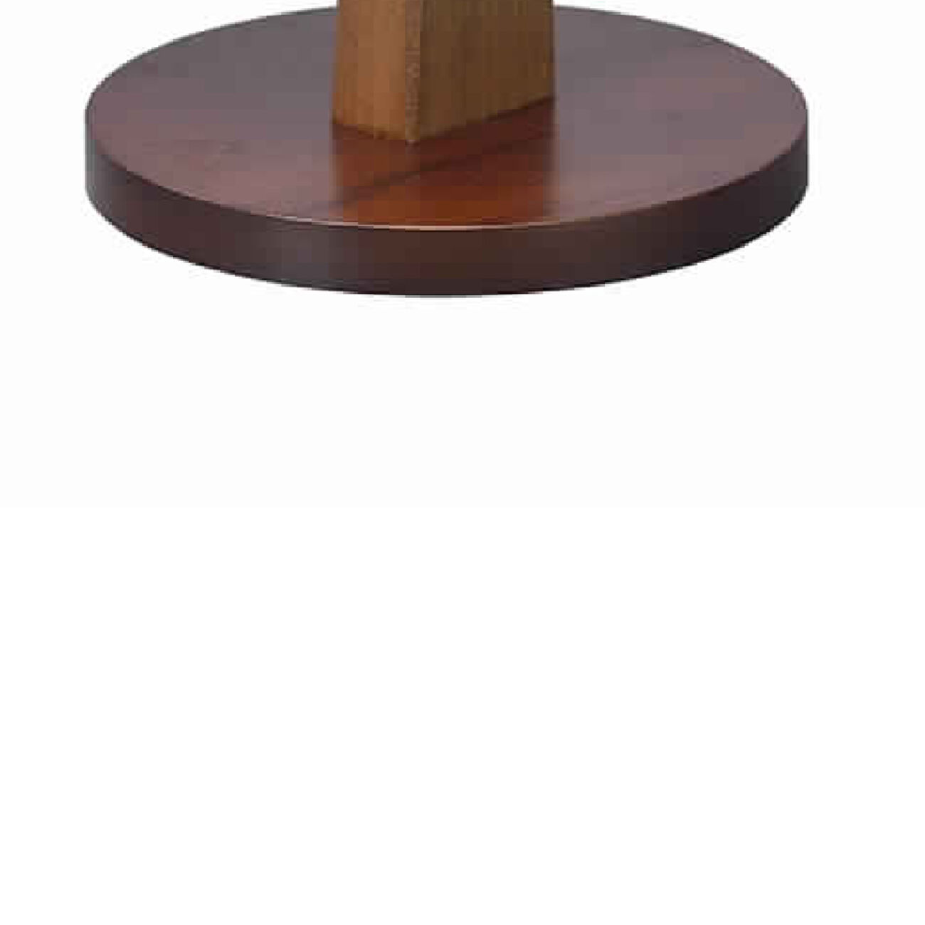 Wooden Makeup Round Mirror with Pedestal Base, Brown and Silver