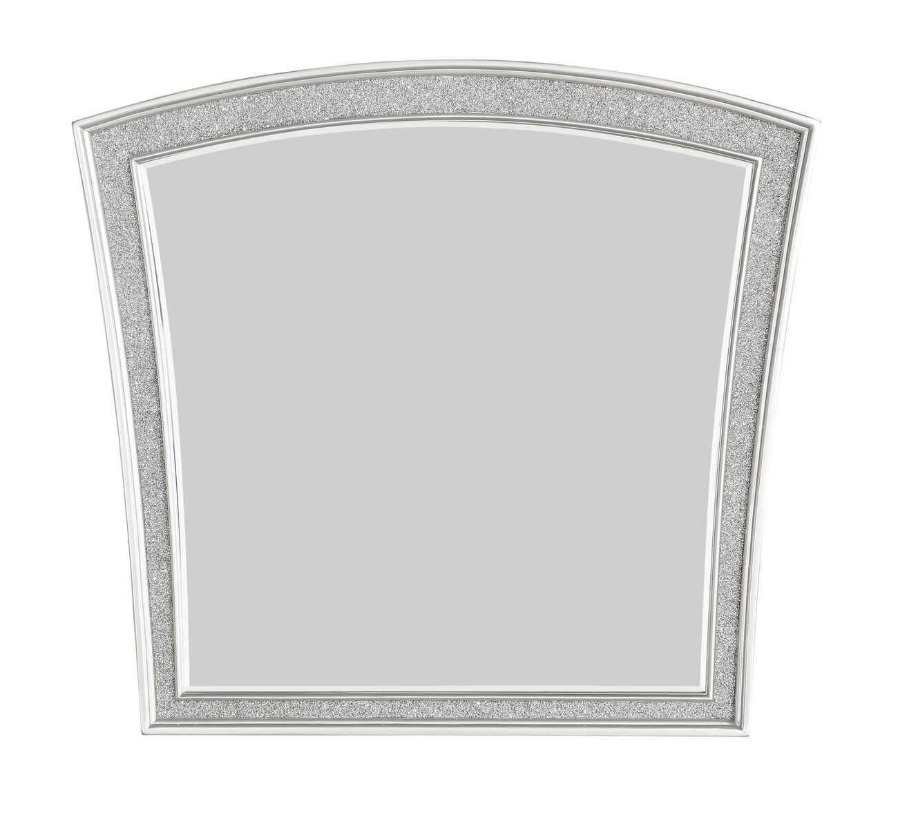 Modern Style Wooden Decorative Mirror with Rhinestone Inlays, Silver